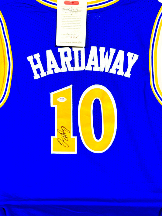 Tim Hardaway Signed Warriors Custom Mitchell & Ness Jersey PSA Certified