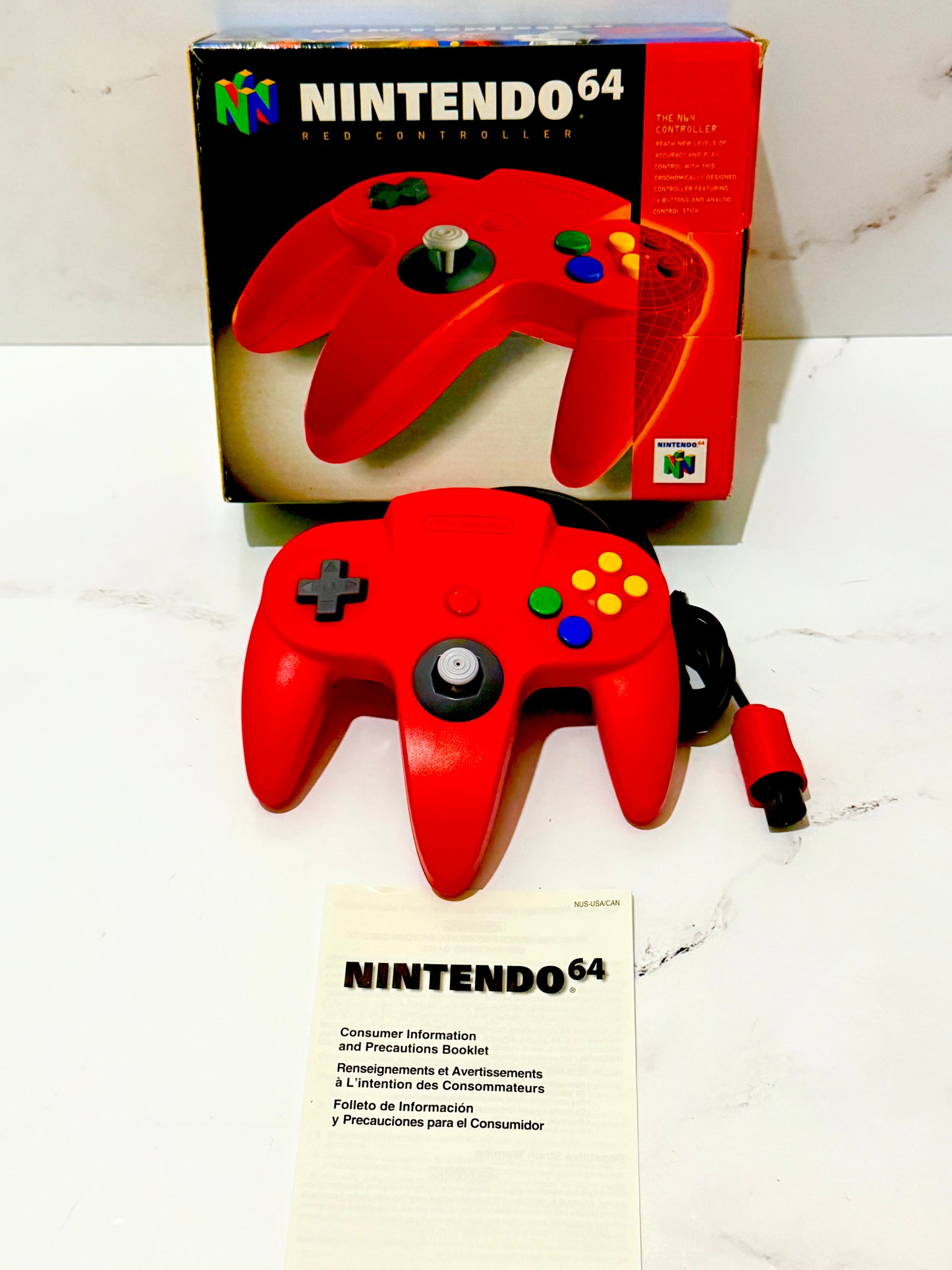 N64 Red Controller CIB Nintendo 64