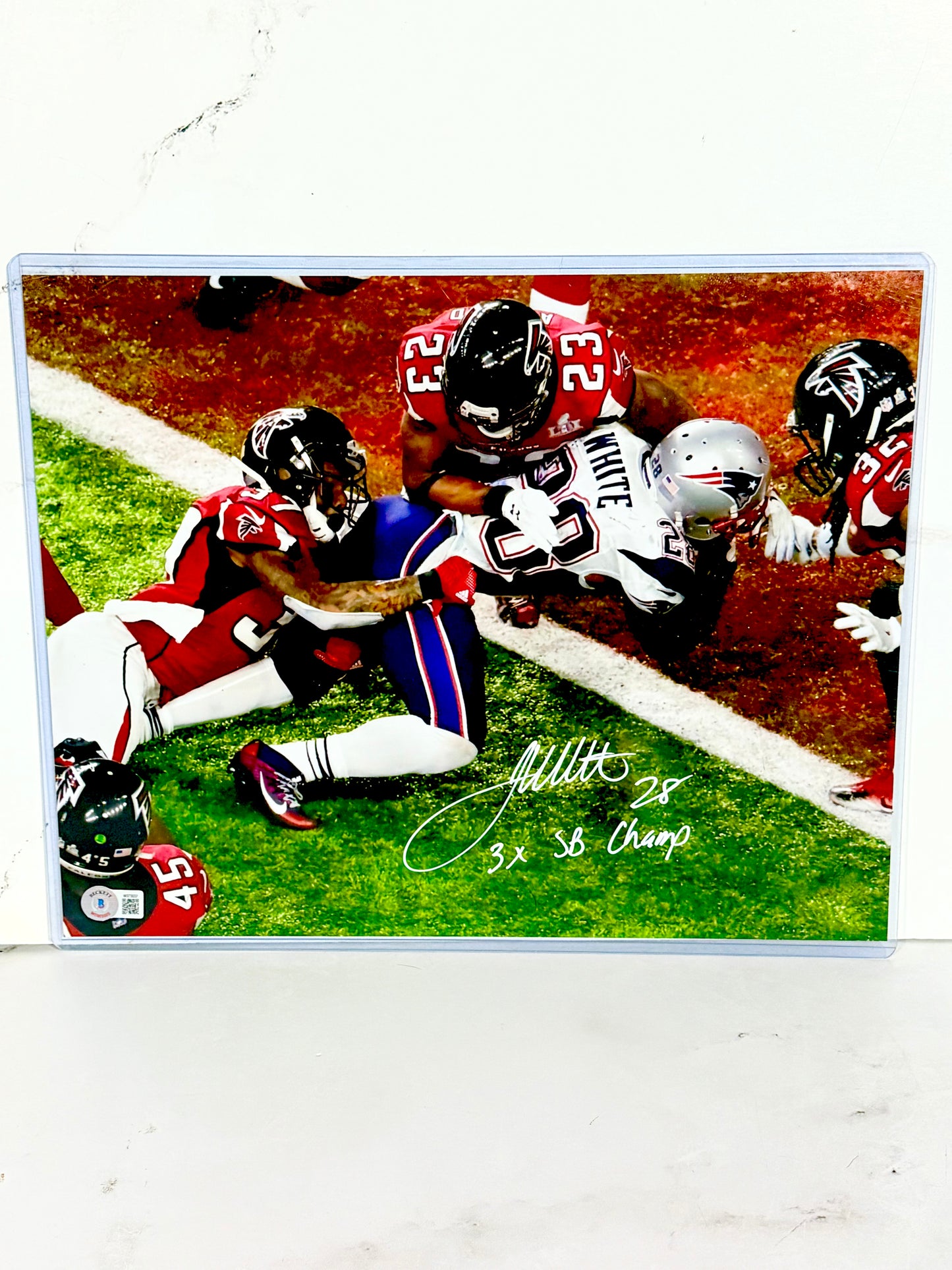 James White Signed Patriots 11x14 Beckett Certified