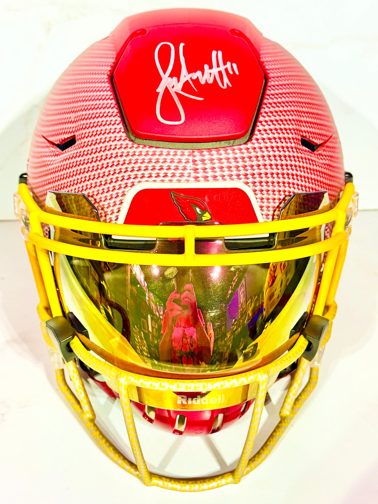 Larry Fitzgerald Signed Cardinals Hydro Dipped Speedflex with Visor & Extras Free Agent Sports Certified