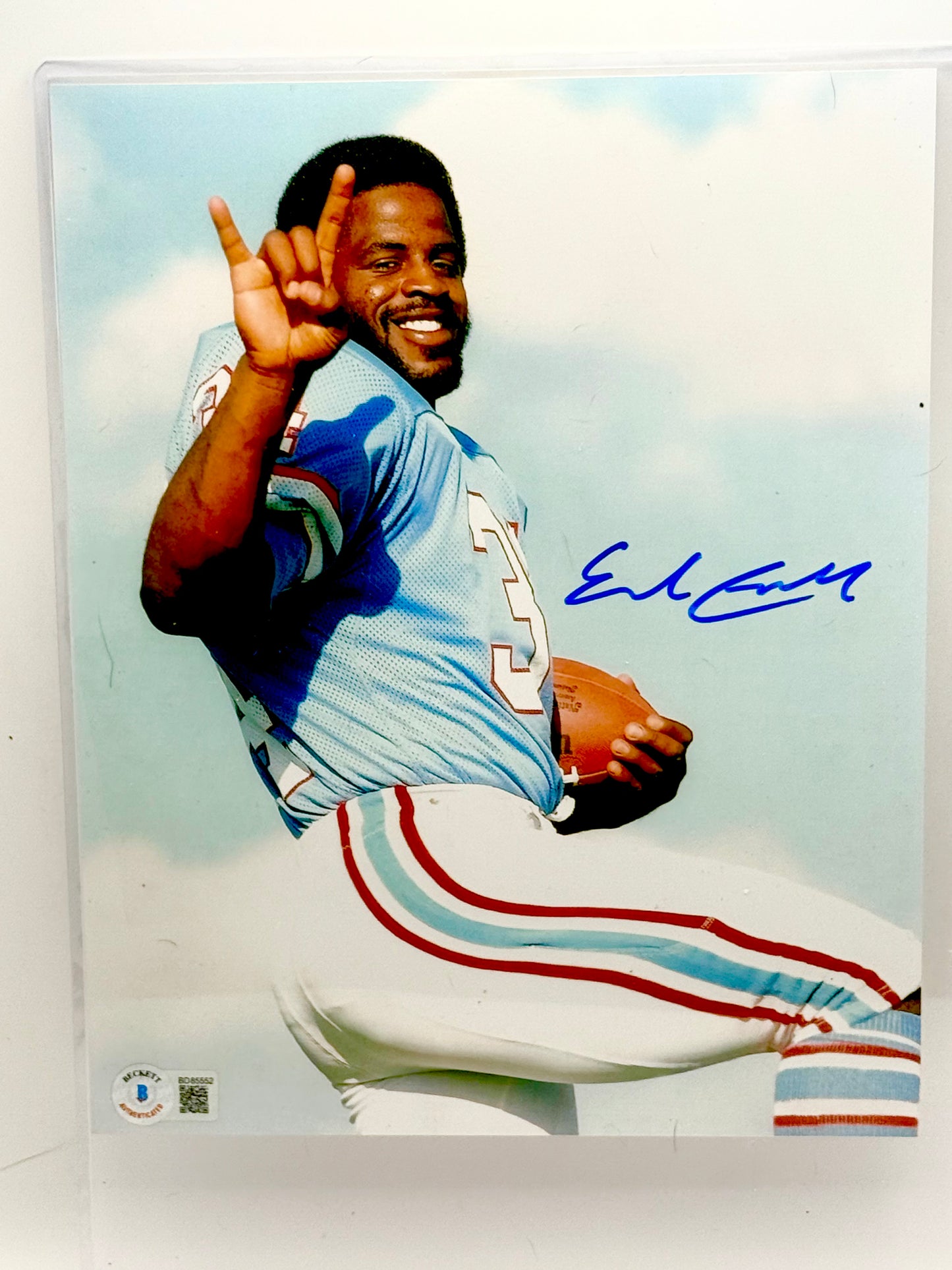 Earl Campbell Signed Oilers 8x10 Photo Beckett Certified