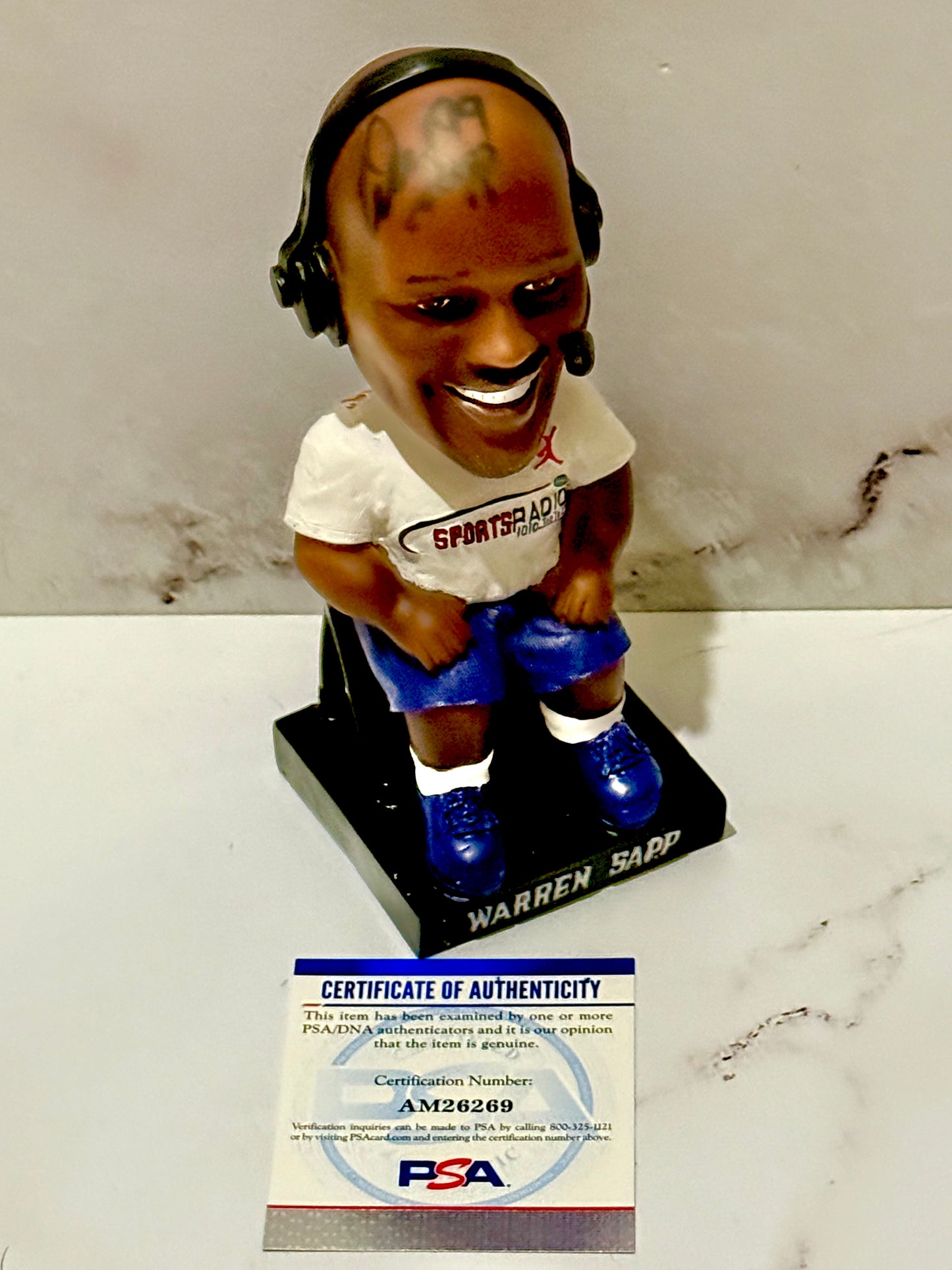 Warren Sapp Signed Bobblehead Buccaneers Raiders PSA Certified