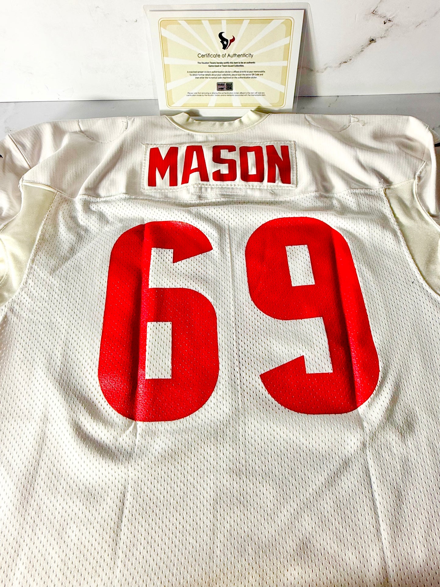Shaq Mason Texans G Practice Used Jersey 2023-24 Season Metabilia Certified