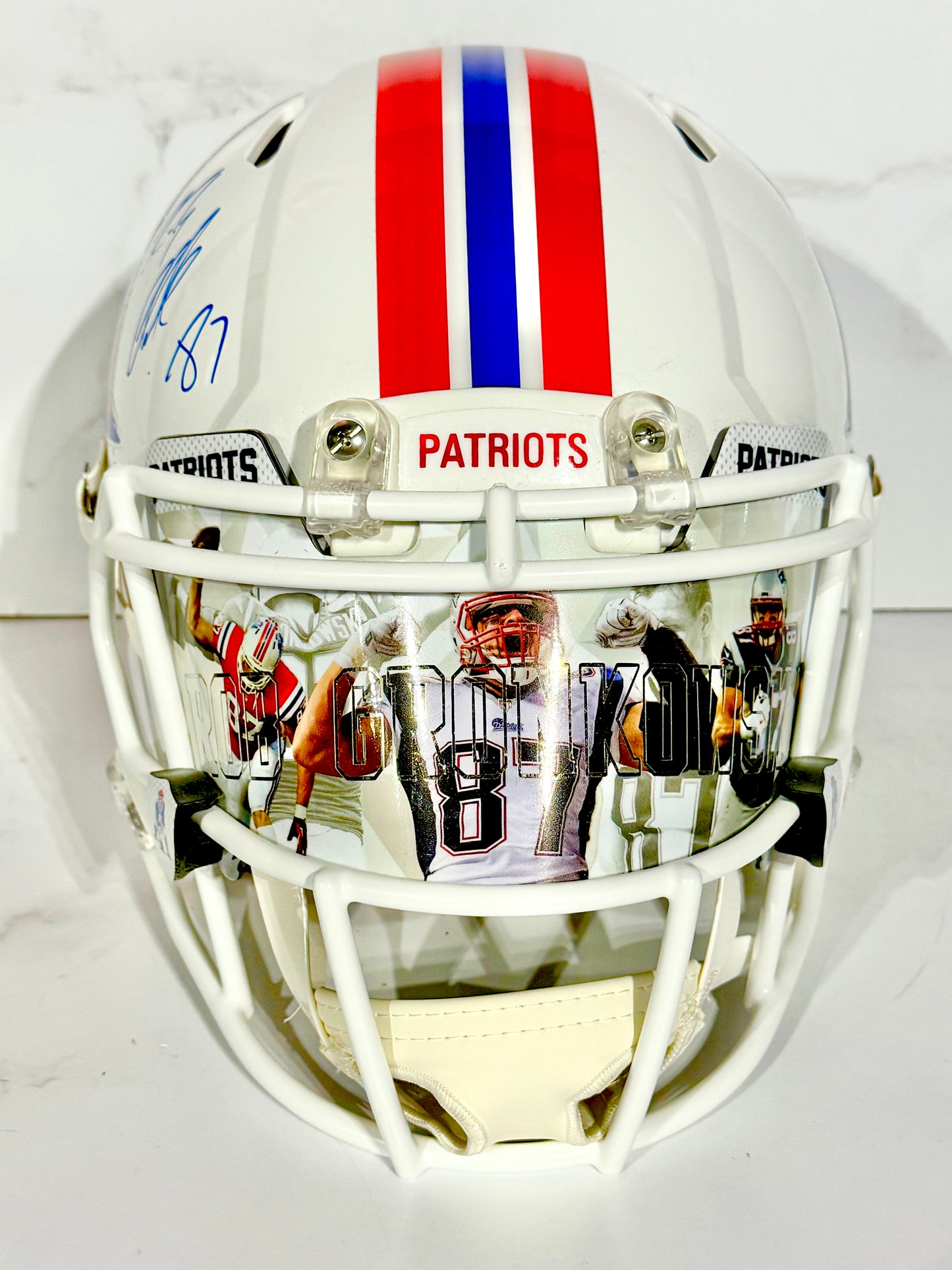Rob Gronkowski Signed Patriots Full Size Authentic Helmet with Custom Visor Beckett Certified