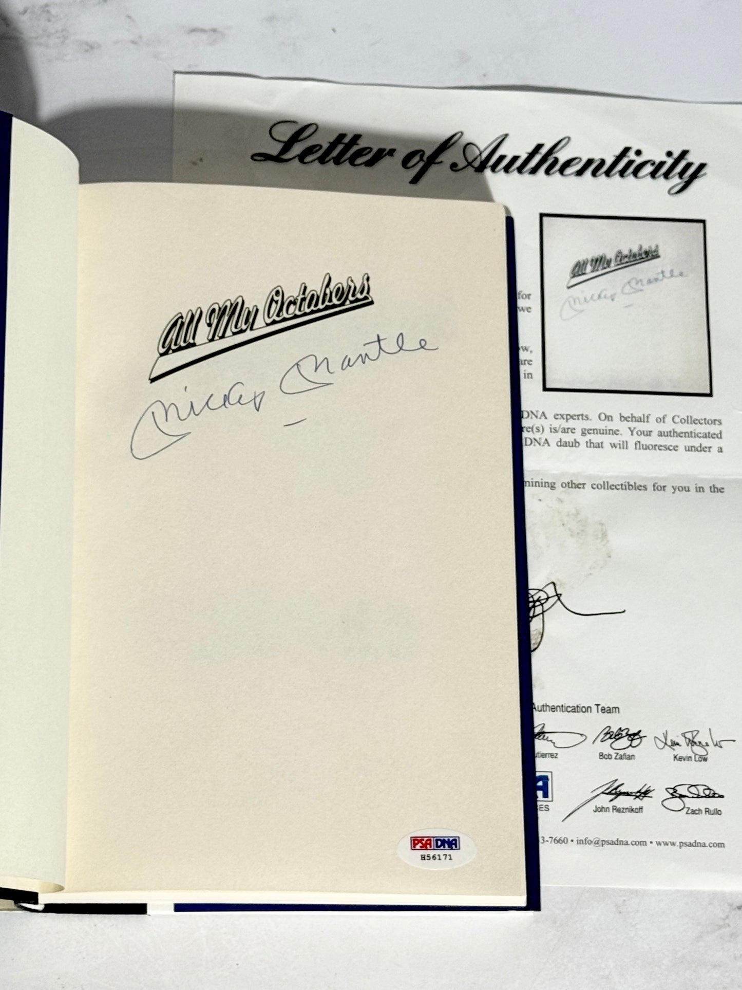 Mickey Mantle Signed Book Yankees PSA Certified