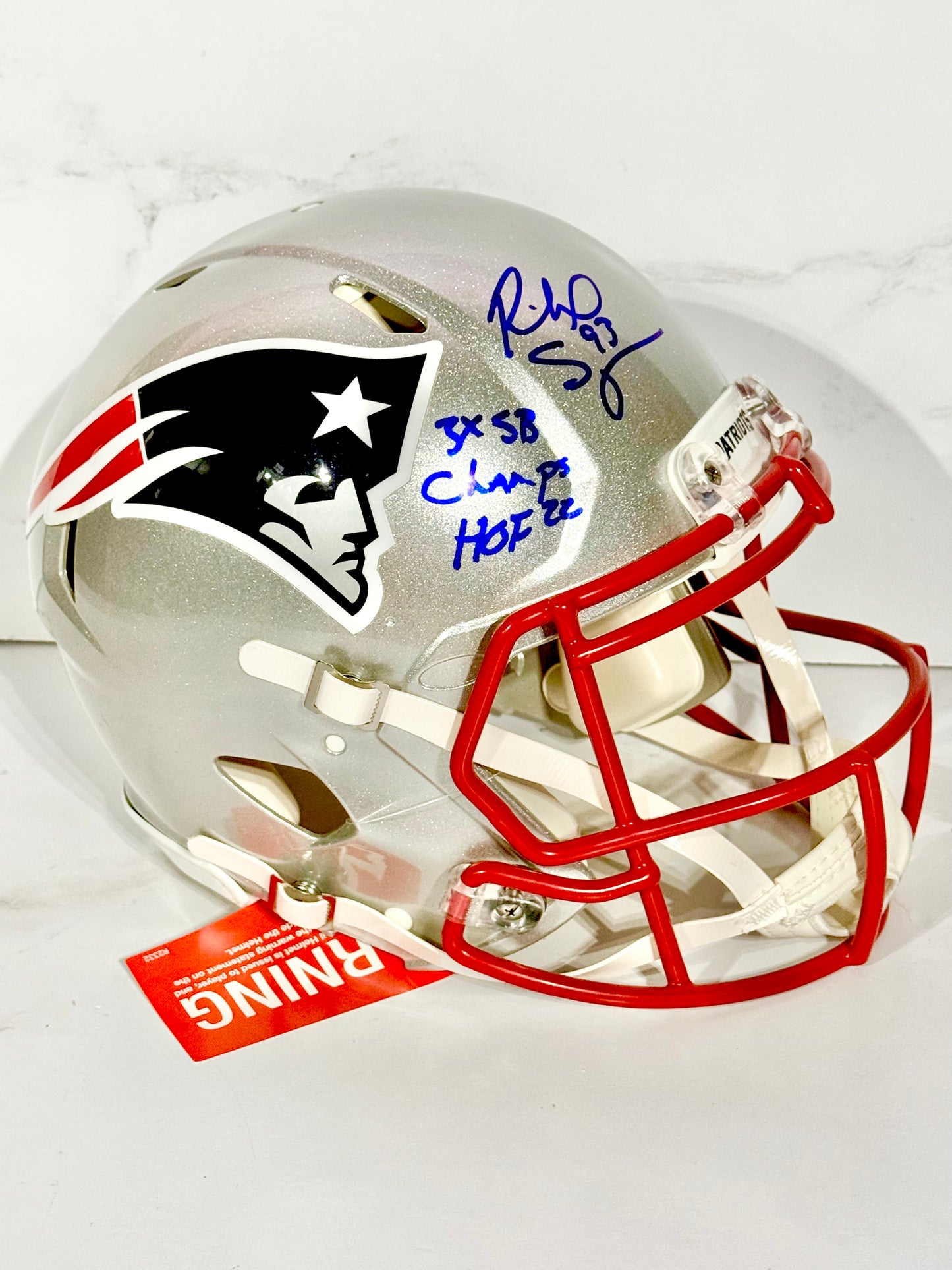 Richard Seymour Signed Patriots Full Size Authentic Helmet “3x SB Champs / HOF 22” Beckett Certified