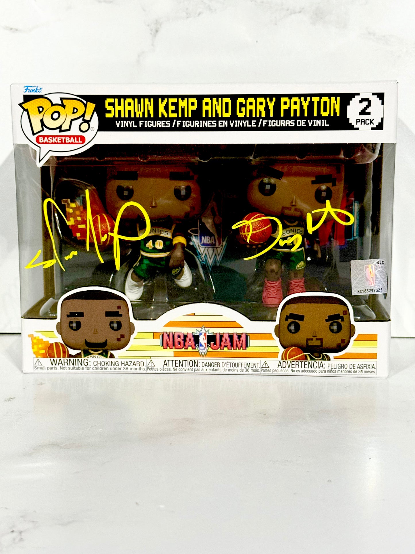 Gary Payton & Shawn Kemp Signed Super Sonics Funko Pop Beckett Certified
