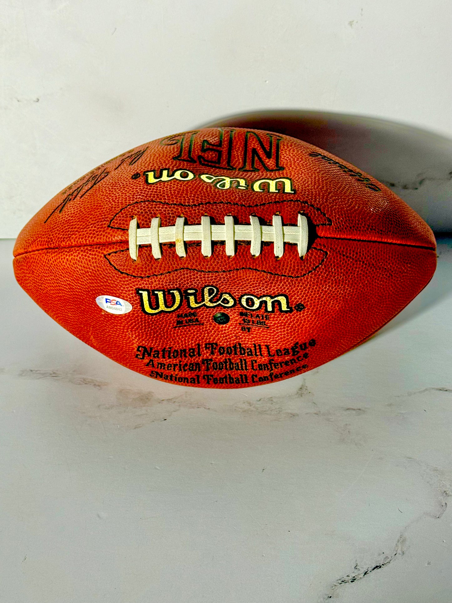 Terry Bradshaw, Howie Long & Chis Collinsworth signed Official NFL Ball Steelers Raiders Bengals PSA Certified