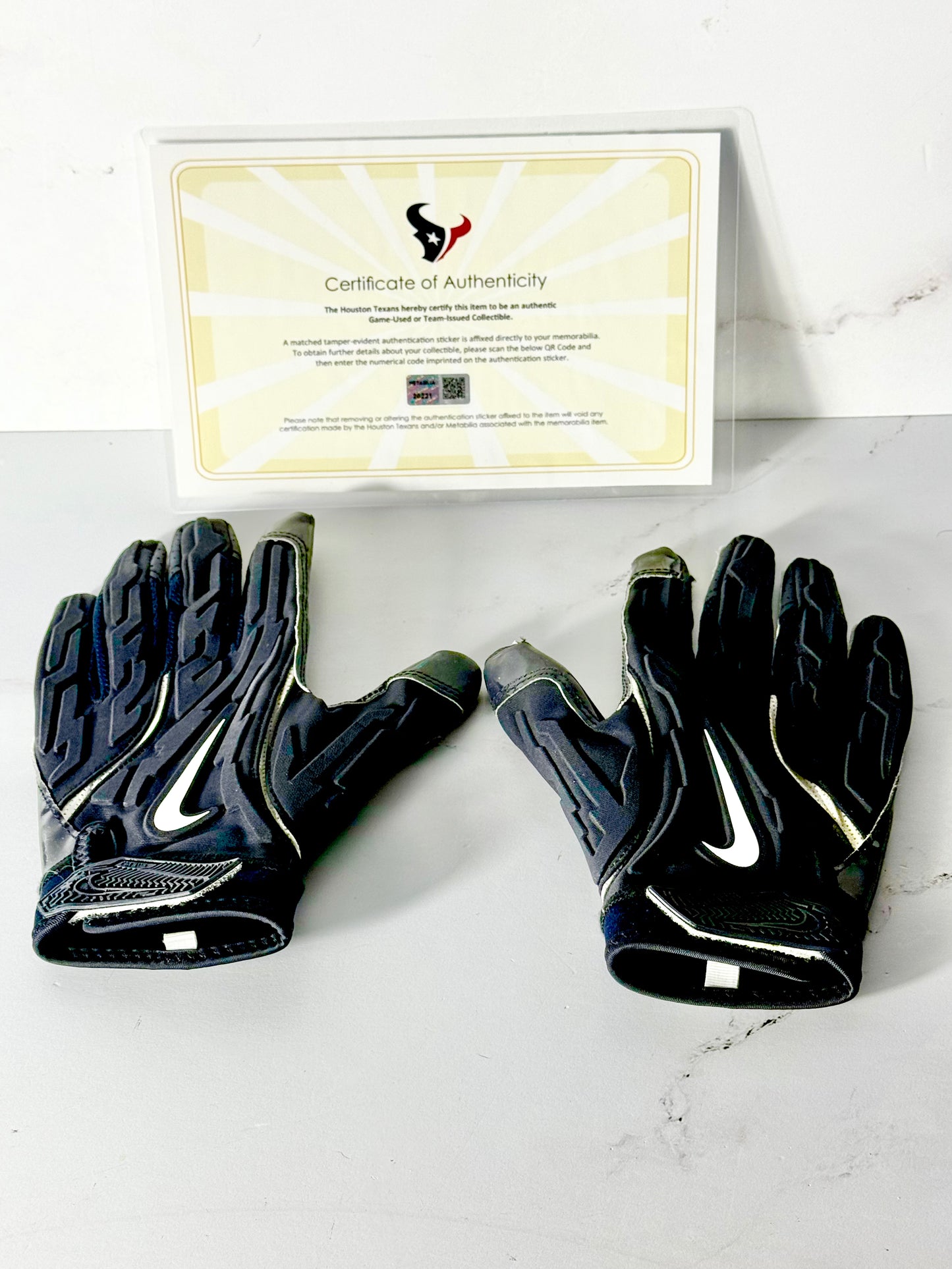 Jalen Pitre Texans Safety Game Used Gloves 10/20/24 vs GB Metabilia Certified