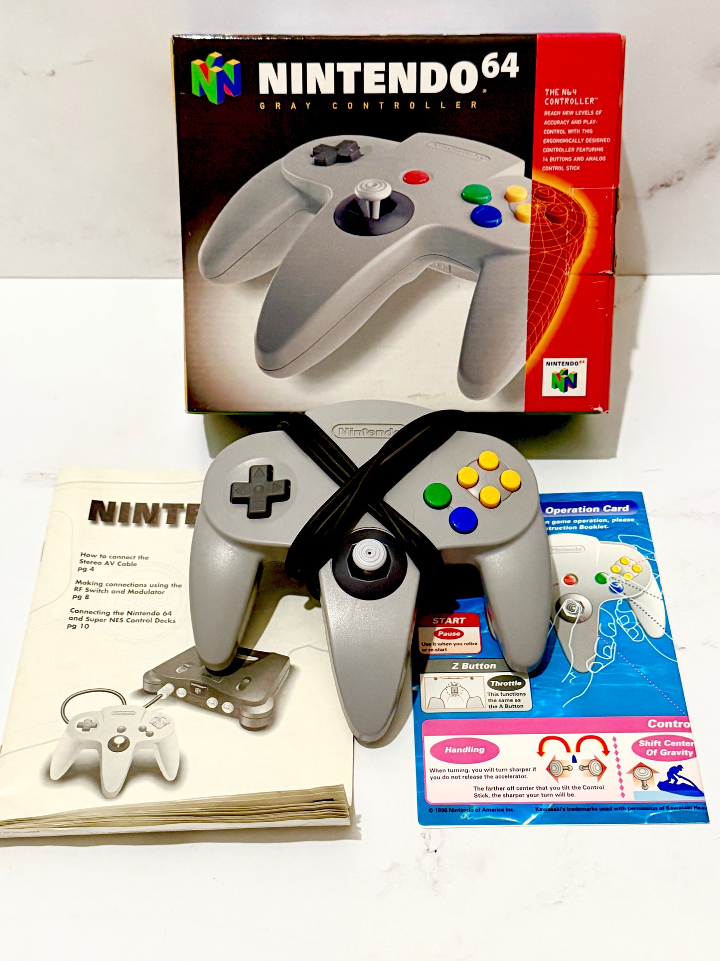 N64 Grey Controller CIB Nintendo 64