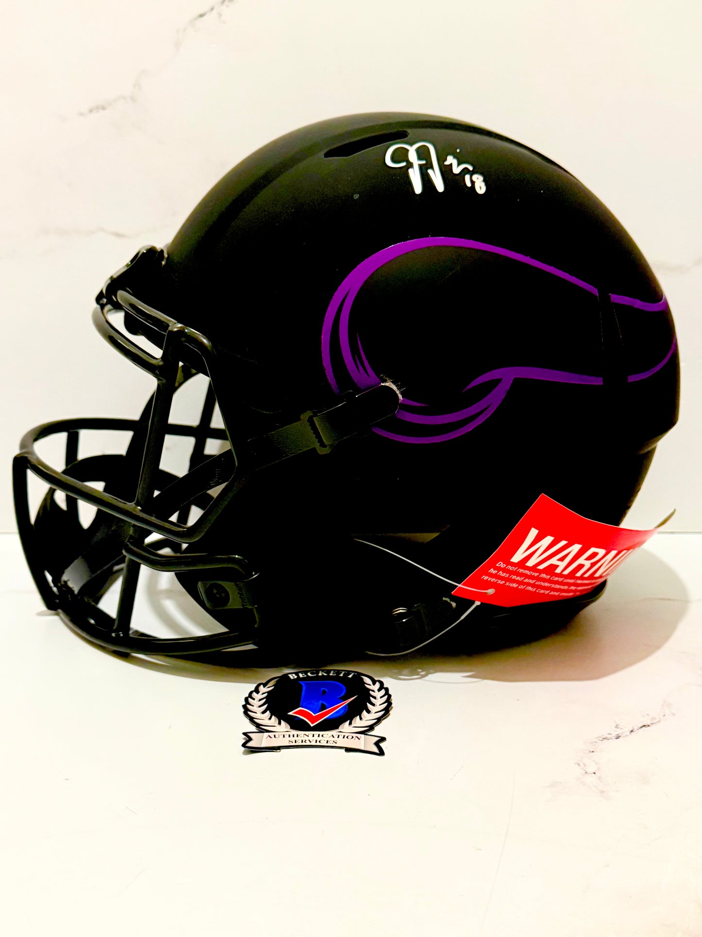 Justin Jefferson Signed Vikings Eclipse Full Size Authentic Helmet Beckett Certified