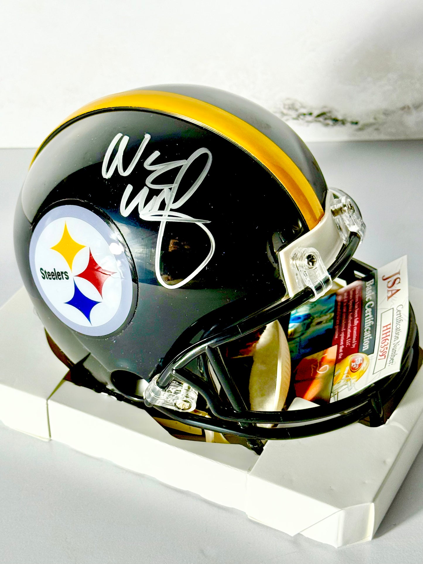 Wiz Khalifa signed (Rapper) Steelers Mini Helmet JSA Certified