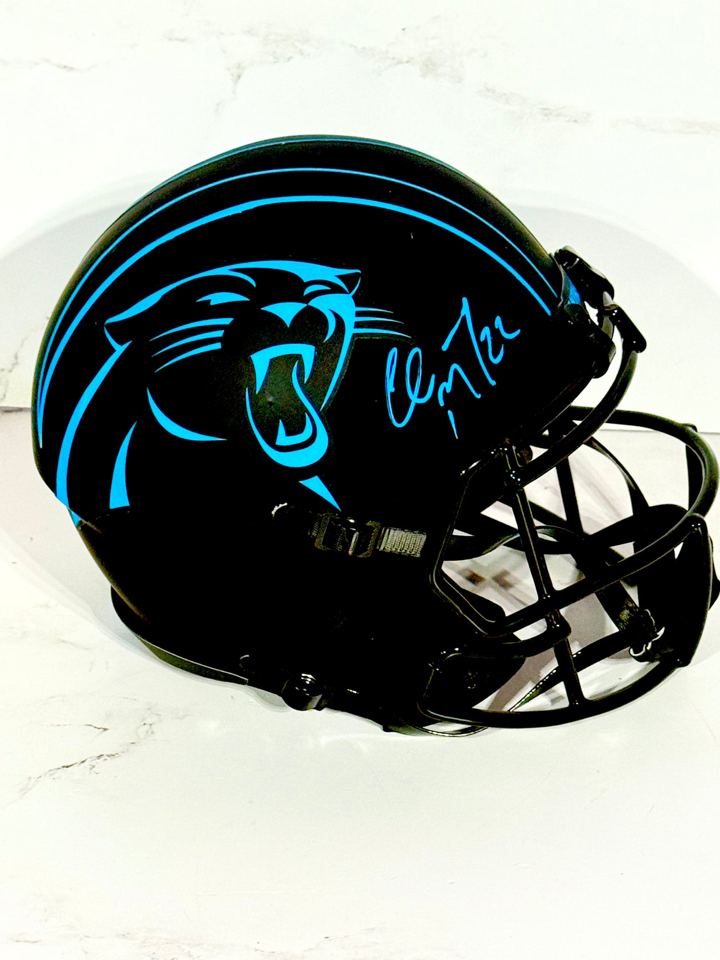 Christian McCaffrey Signed Panthers Full Size Eclipse Replica Helmet Beckett Certified