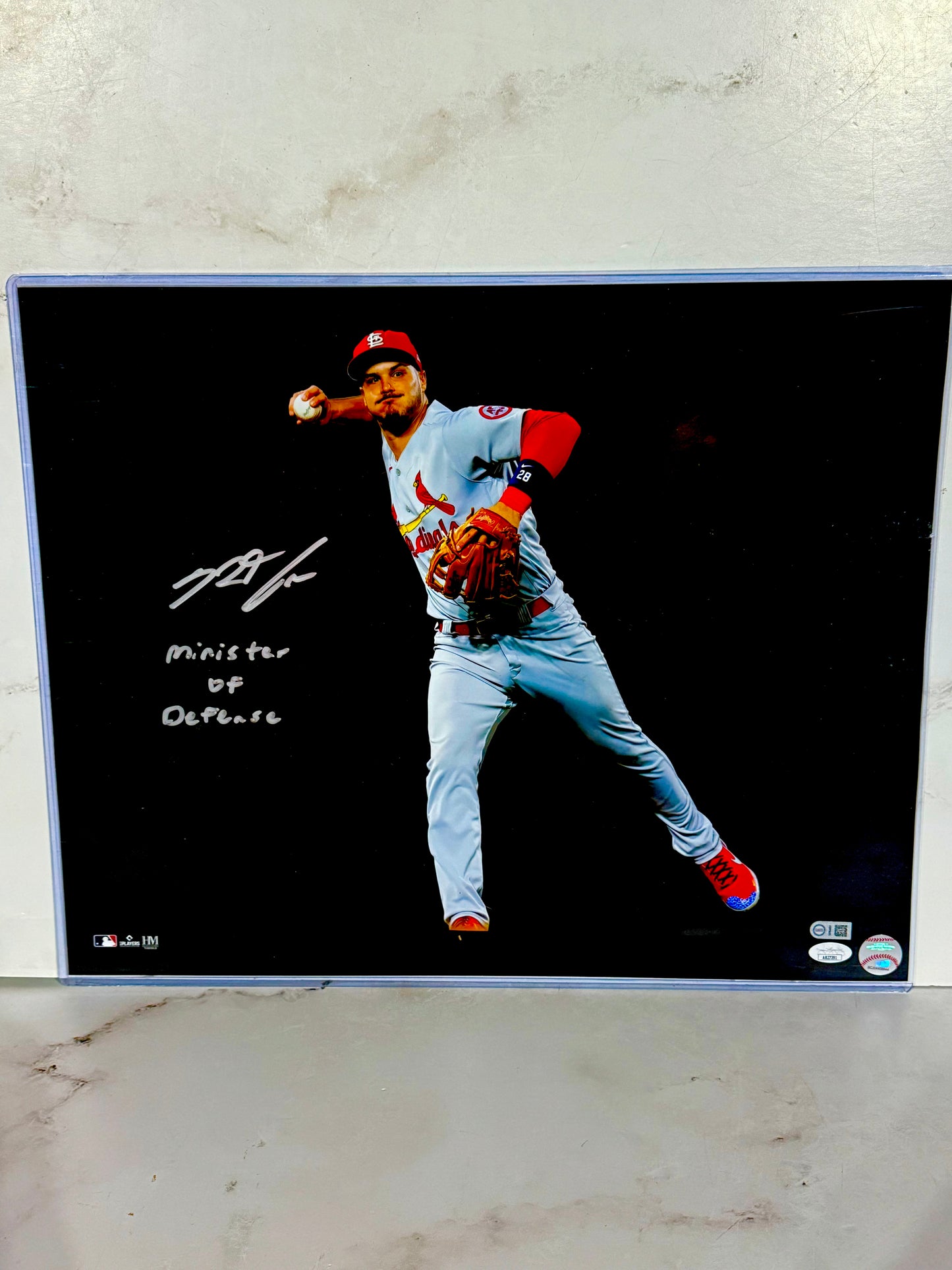 Nolan Arenado Signed Cardinals 16x20 “minister of Defense” JSA & USASM Certified
