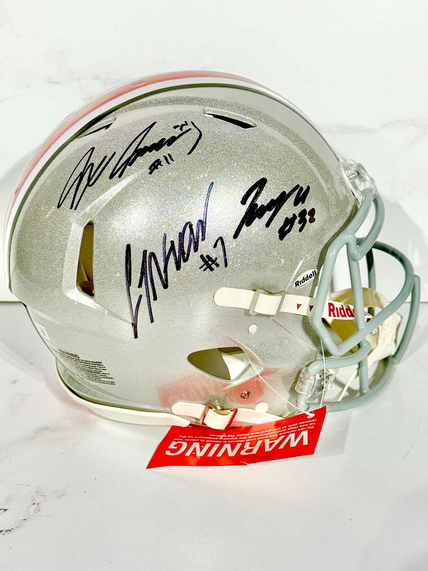 CJ Stroud Jaxon Smith Njigba & TreVeyon Henderson Signed Ohio State Texans Seahawks Full Size Authentic Helmet Beckett Certified