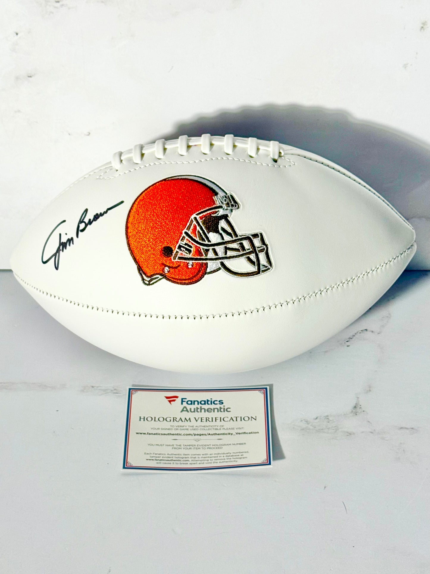 Jim Brown Signed Browns White Panel Football Fanatics Certified
