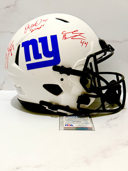 Ahmad Bradshaw - Brandon Jacobs & Derrick Ward Signed Giants Full Size Authentic Helmet (Earth/Wind/Fire) PSA Certified