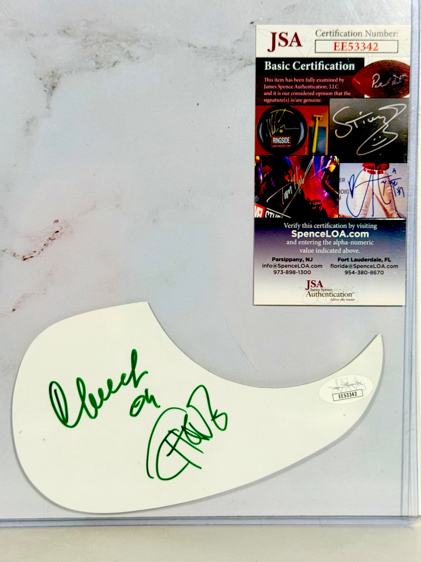 Cheech & Chong Signed Guitar Pick Guard JSA Certified