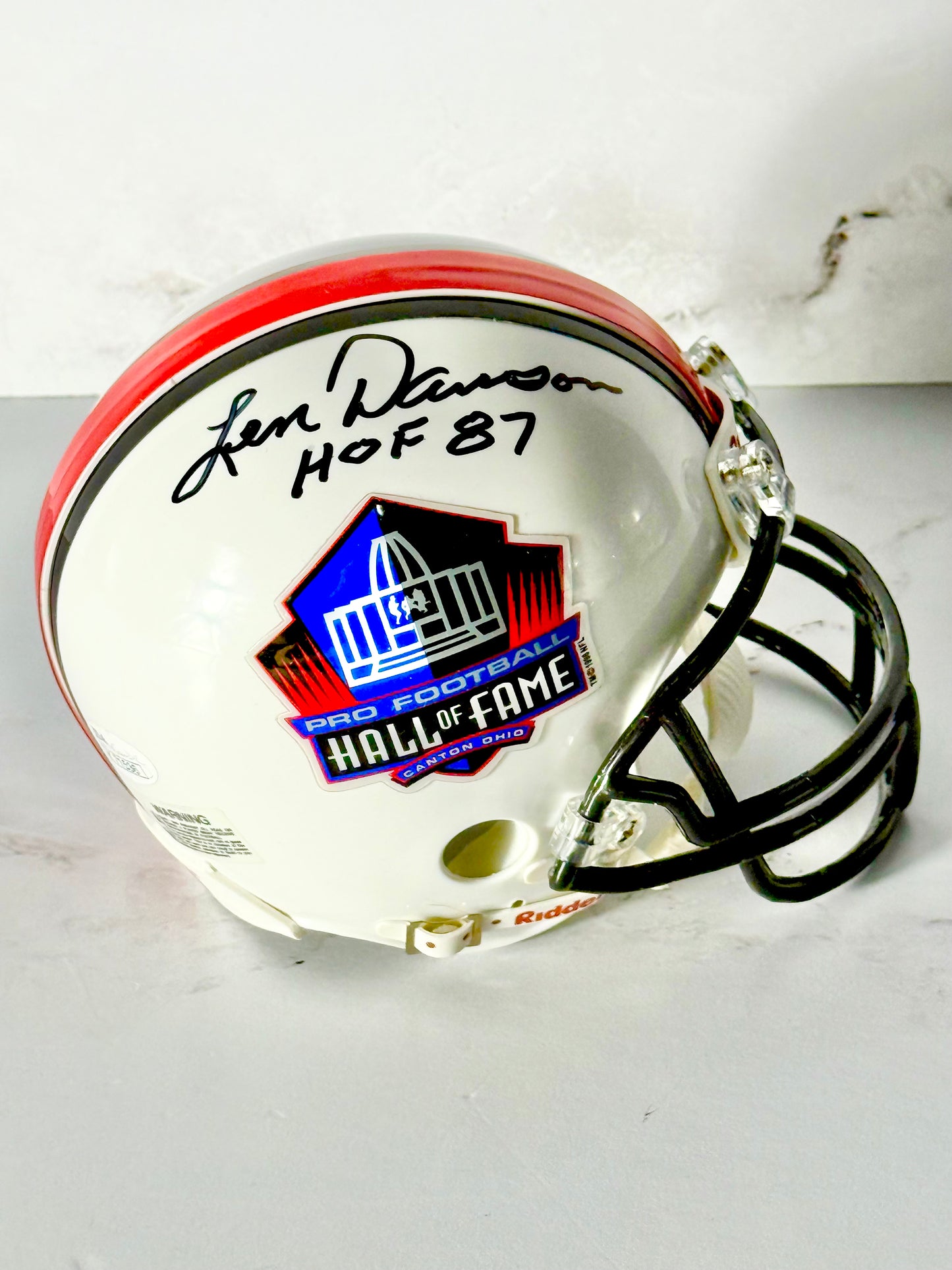 Len Dawson Signed Chiefs Hall of Fame Mini Helmet JSA Certified