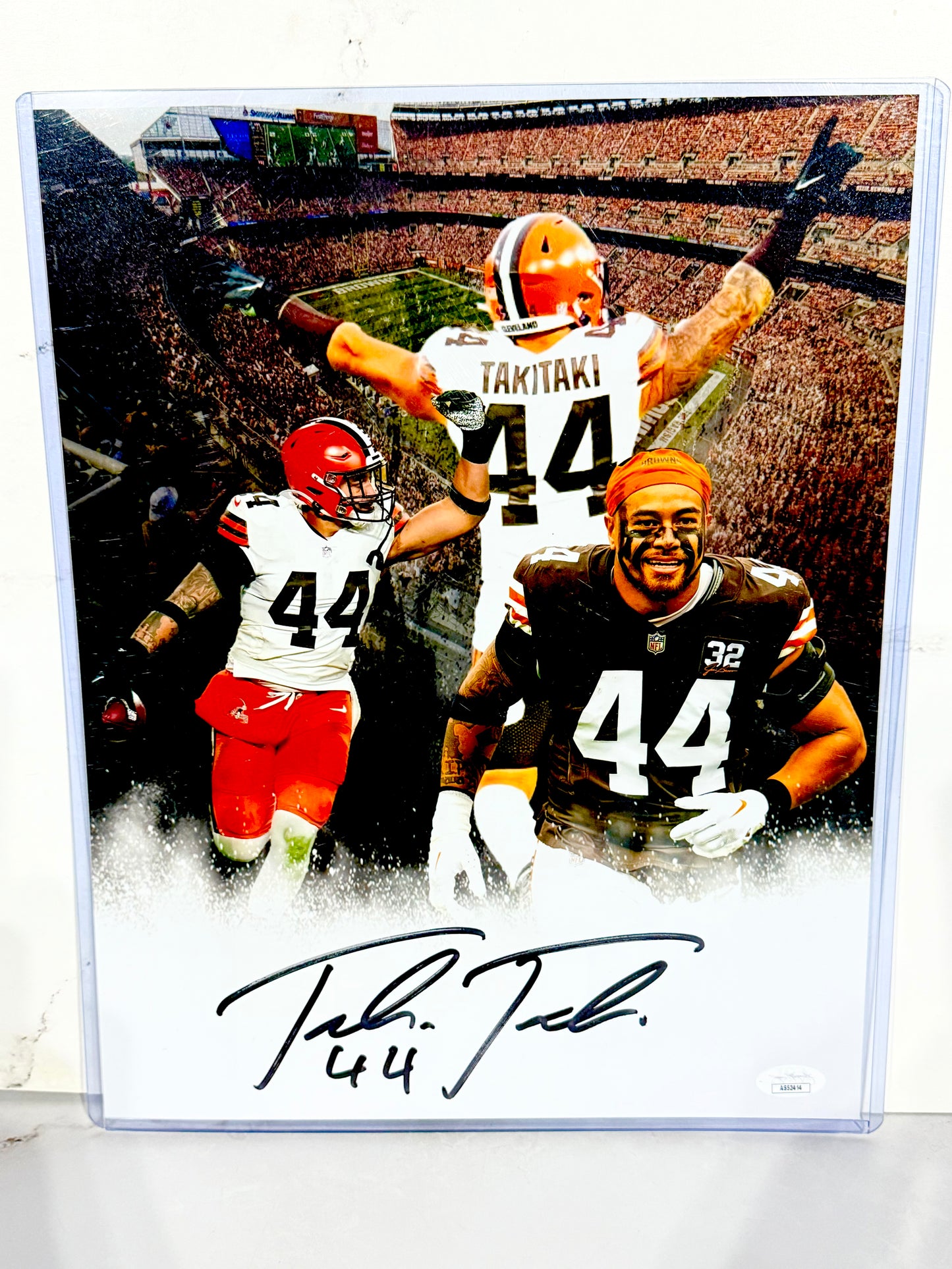 Sione Takitaki signed Browns 11x14 JSA Certified