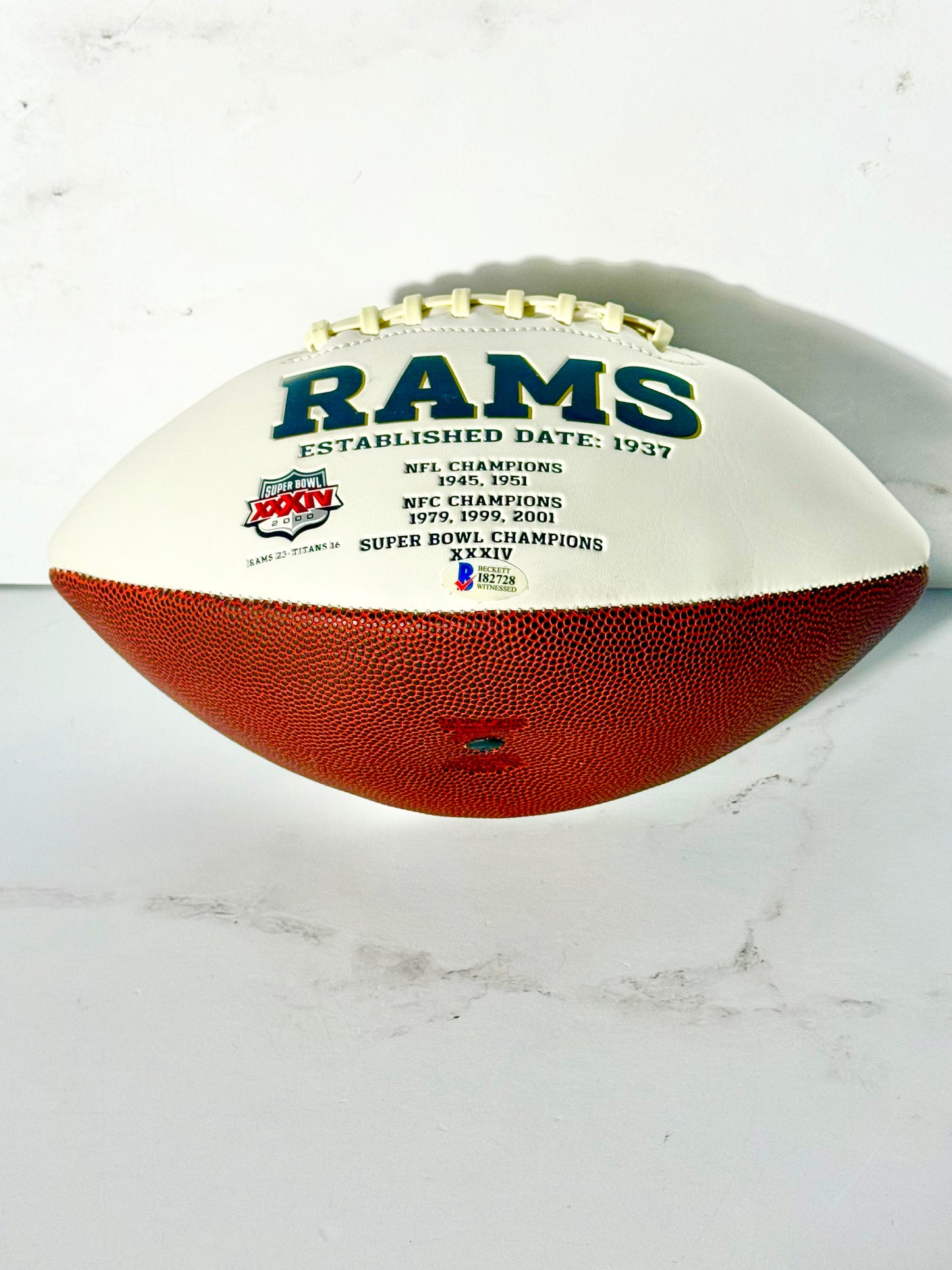 Alec Ogletree Signed Rams White Panel Football Beckett Certified