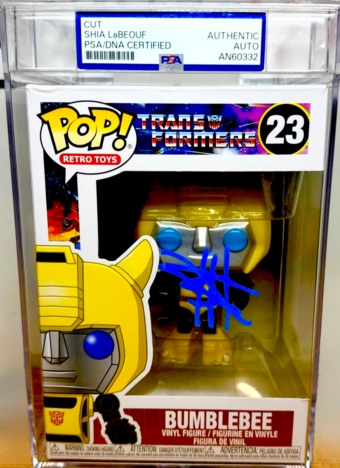 Shia LaBeouf Signed Transformers Bubblebee Encapsulated Funko Pop PSA Certified