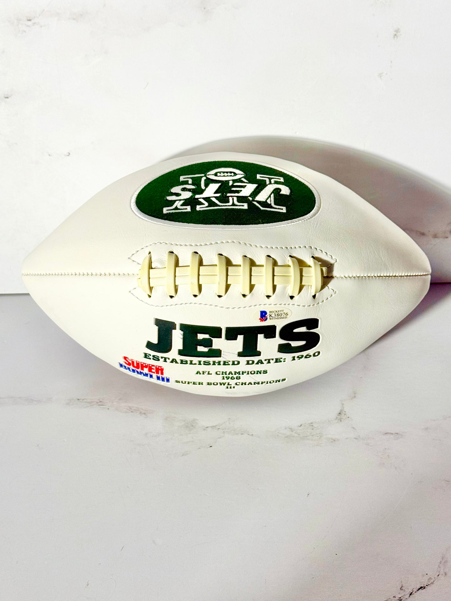 Terrelle Pryor Signed Jets White Panel Football Beckett Certified