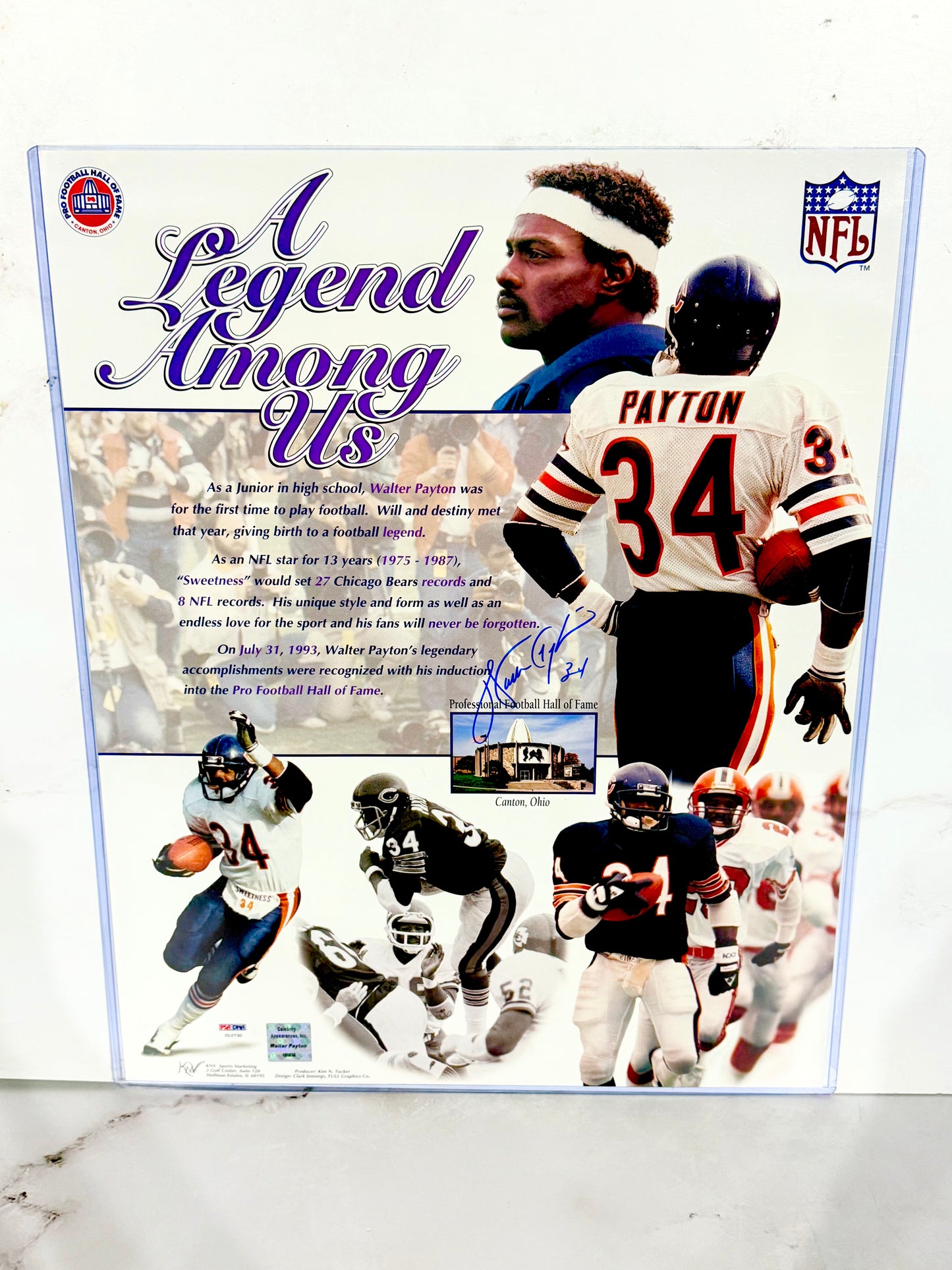 Walter Payton Signed Bears 16x20 Poster PSA & Walter Payton Foundation Certified