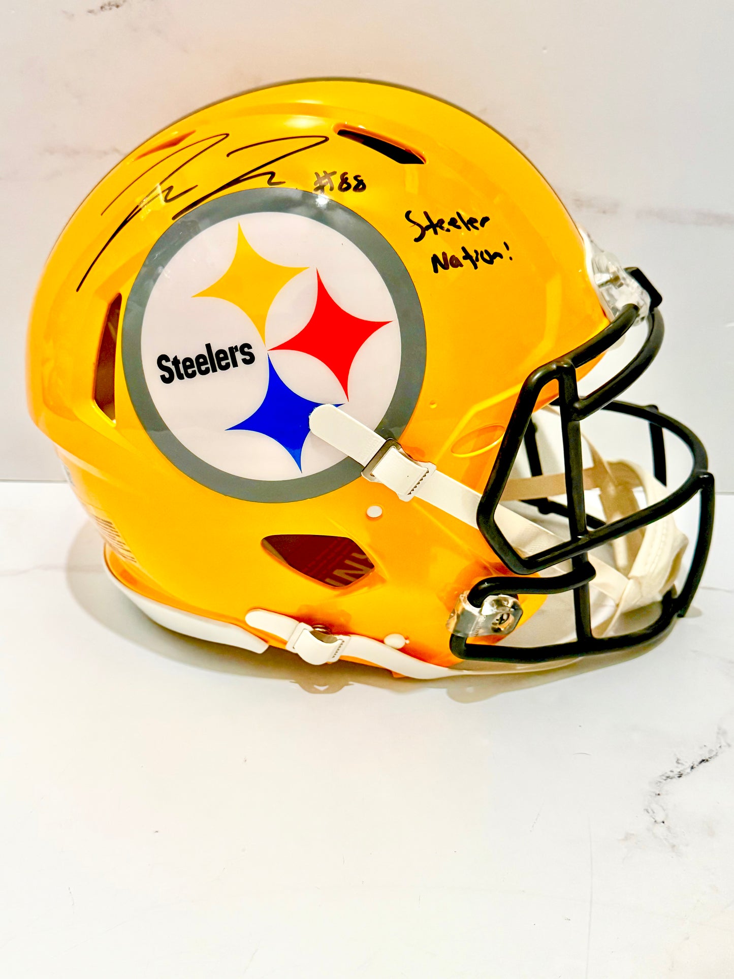 Pat Freiermuth Signed Steelers Flash Full Size Authentic Helmet (Steeler Nation) Beckett Certified