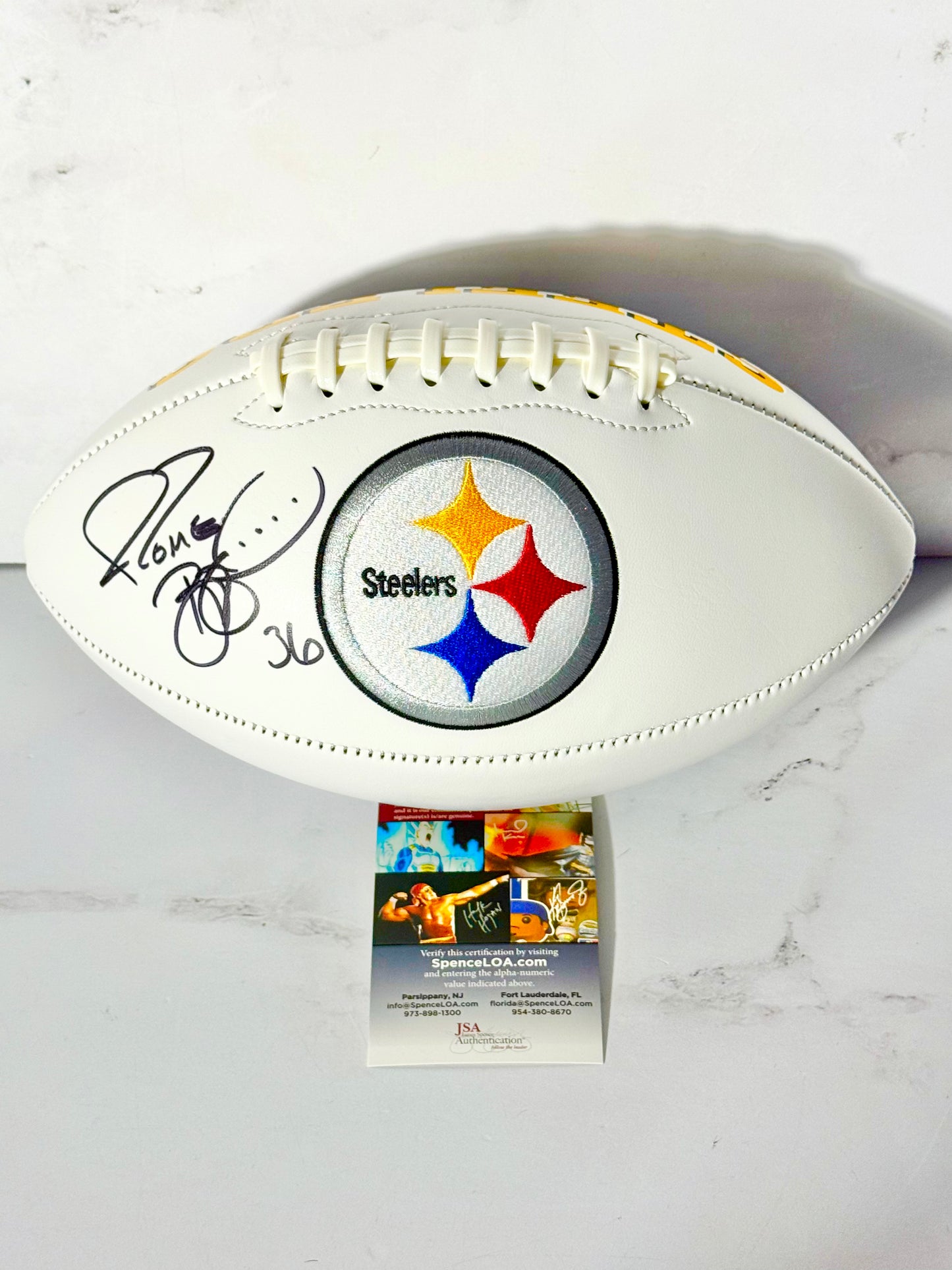 Jerome Bettis Signed Steelers White Panel Football JSA Certified
