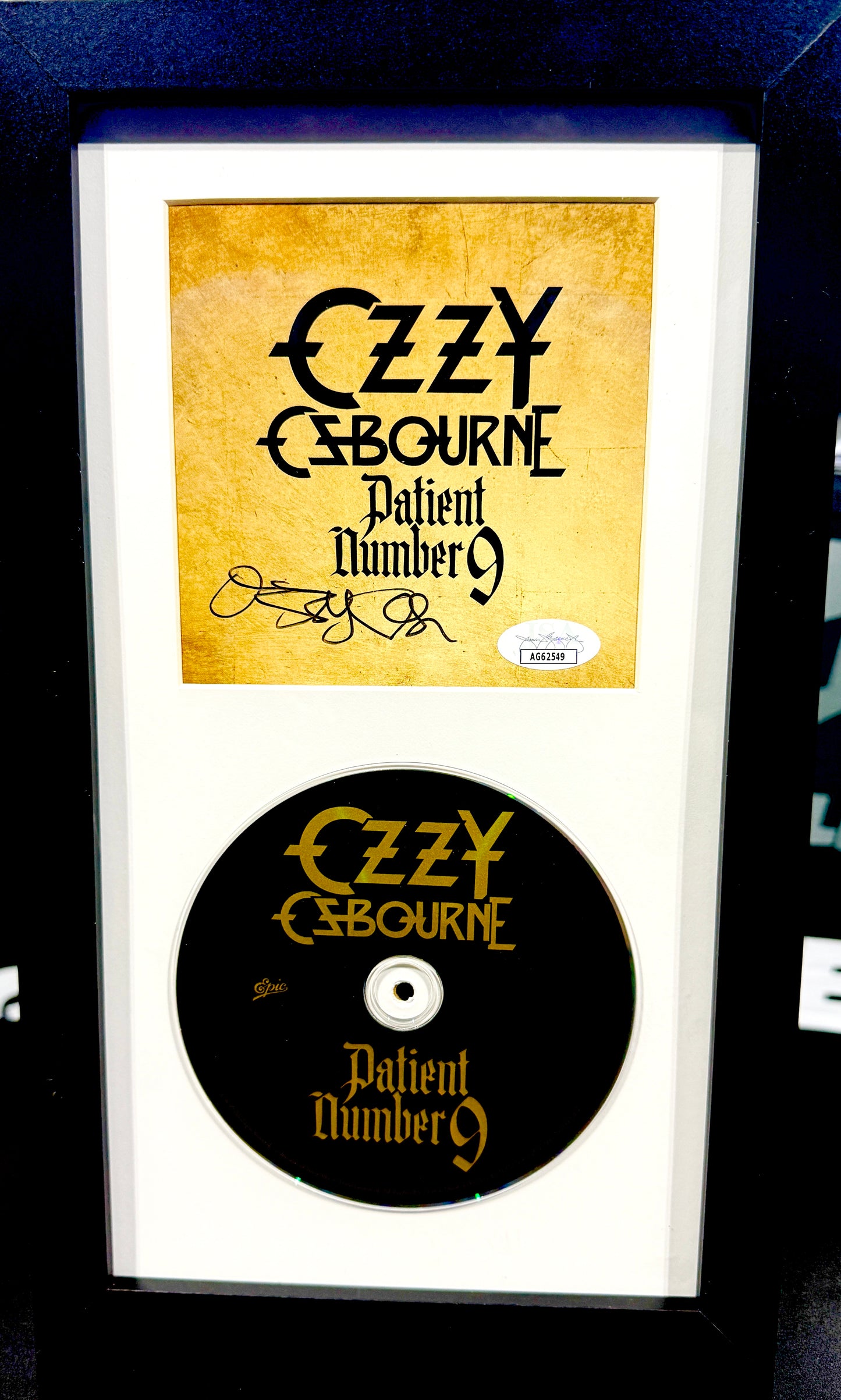 Ozzie Osbourne Signed Patent Number 9 Framed CD 8”x13” in Size