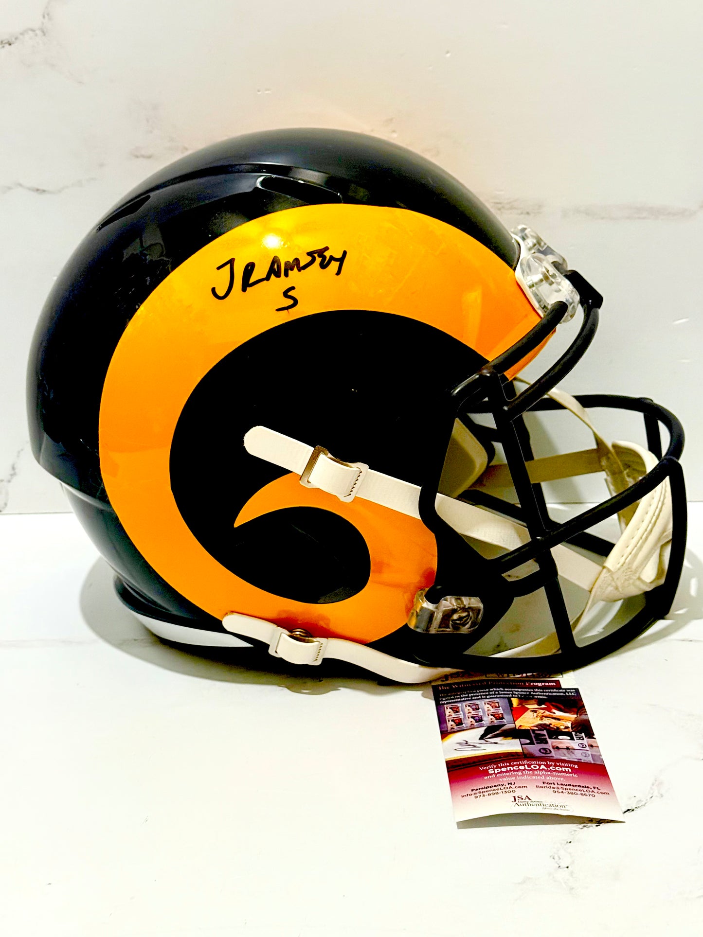 Jalen Ramsey Signed Full Size Replica Helmet Rams JSA Certified
