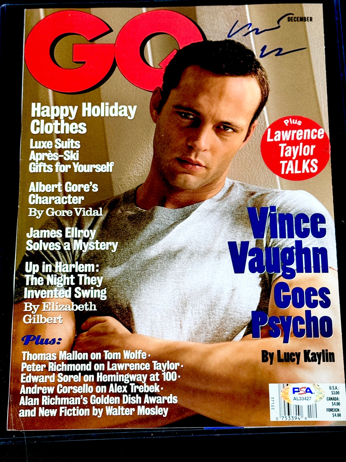 Vince Vaughn Signed GQ Magazine Cover Only PSA Certified