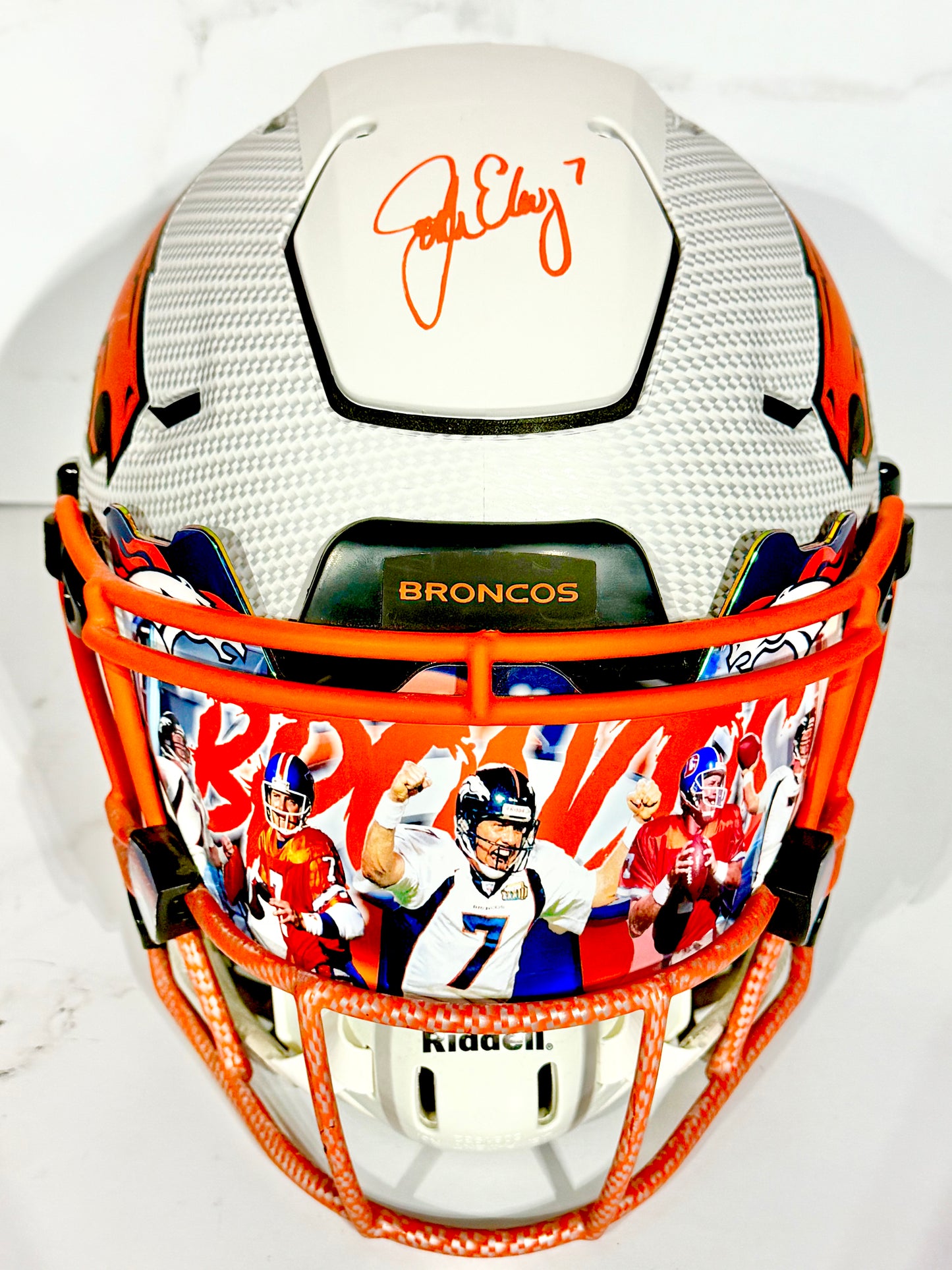John Elway Signed Broncos Hydro Dipped Speedlflex with custom Visor and Extras Beckett Certified