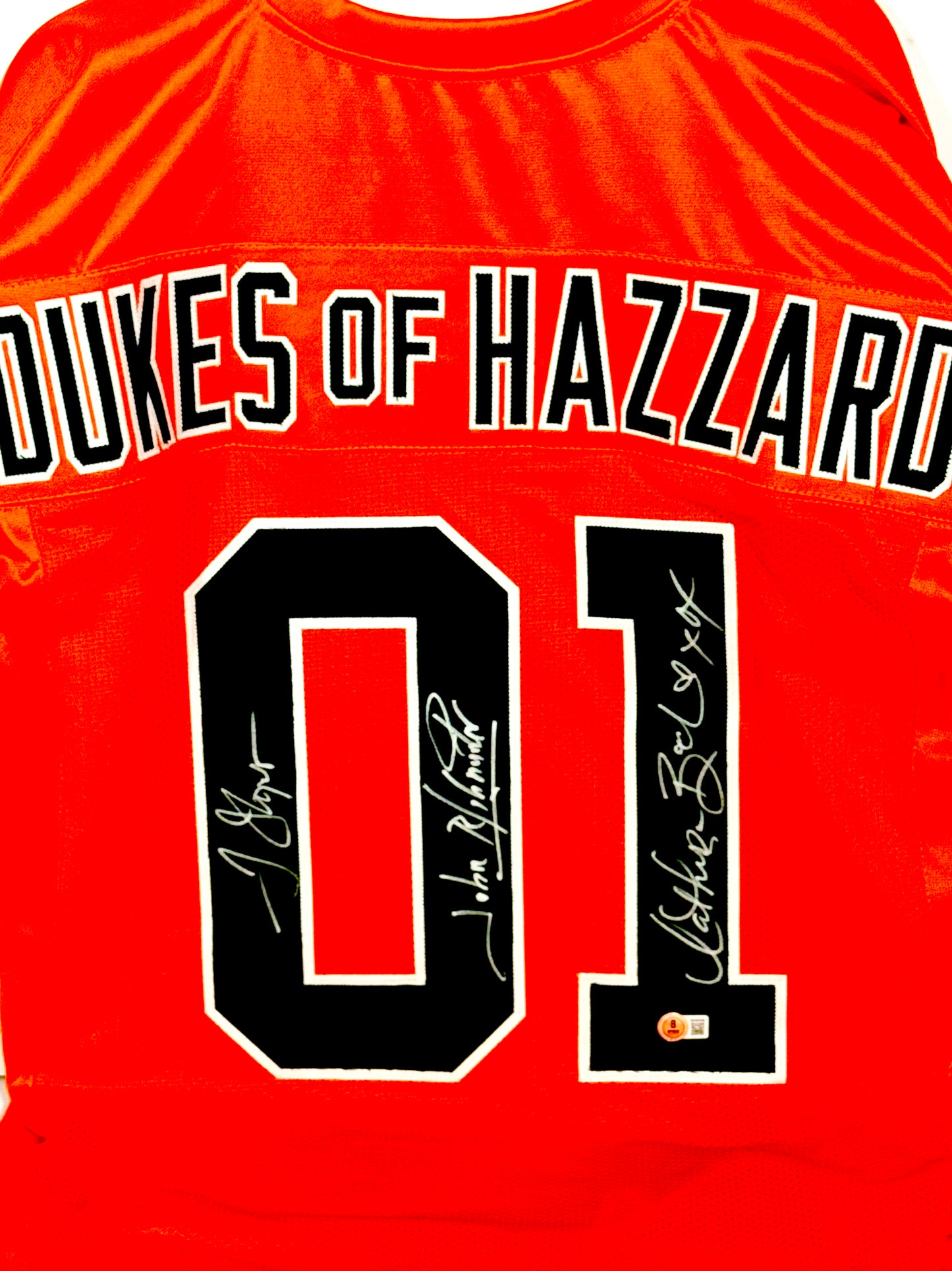 Schneider Wopat & Bach Signed Dukes of Hazard Jersey Beckett Certified
