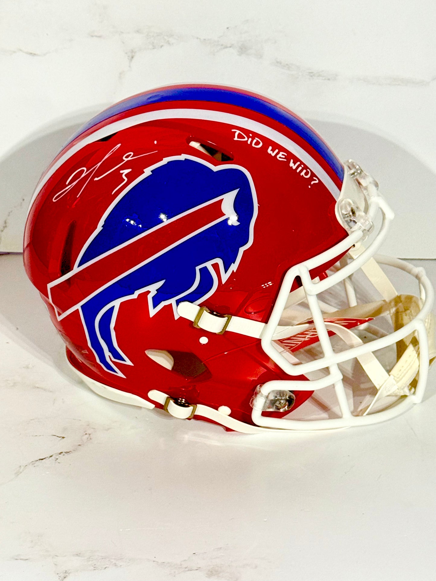 Damar Hamlin Signed Bills Full Size Authentic Helmet “Did We Win?” Beckett Certified