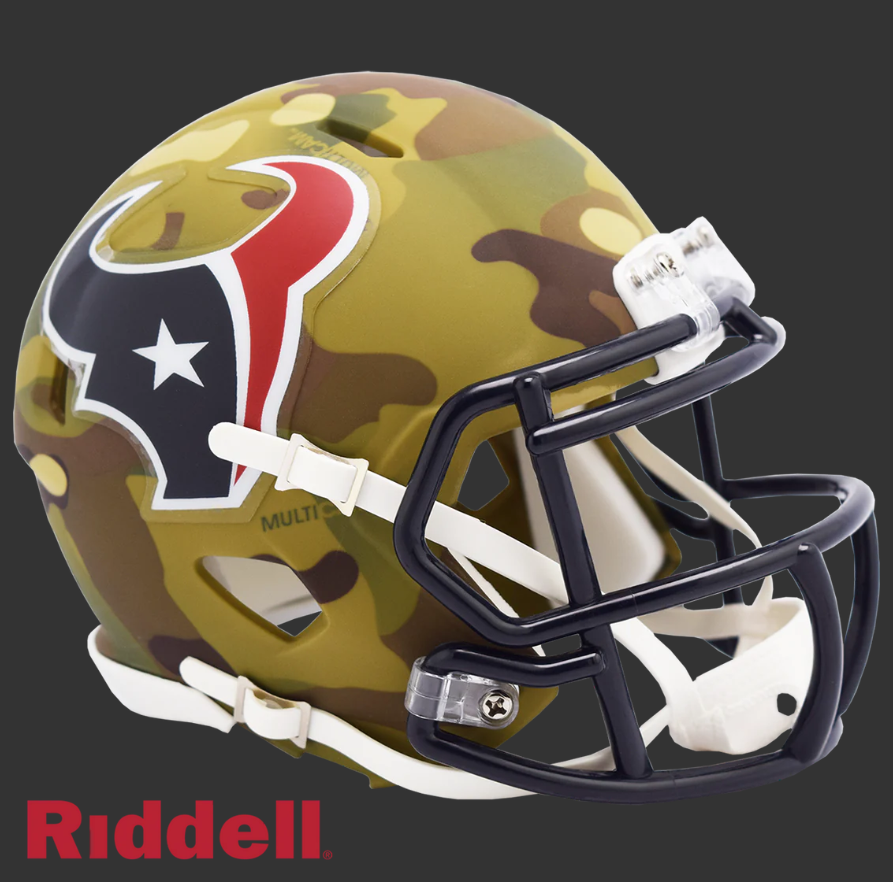 PRE-ORDER JUSTIN WATSON SIGNED HOUSTON TEXANS CAMO LIMITED EDITION MINI HELMET