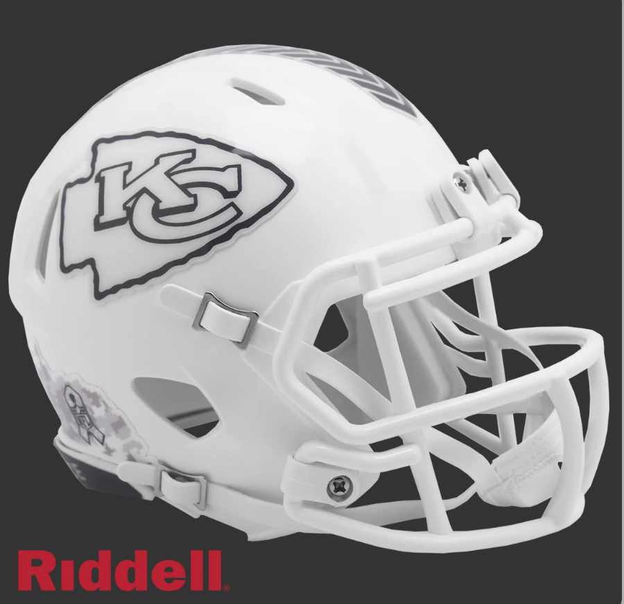 PRE-ORDER JUSTIN WATSON SIGNED KANSAS CITY CHIEFS SALUTE TO SERVICE 24 MINI HELMET BECKETT CERTIFIED