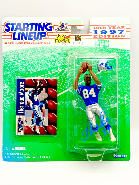 Herman Moore Signed 1997 Starting Line Up JSA Certified