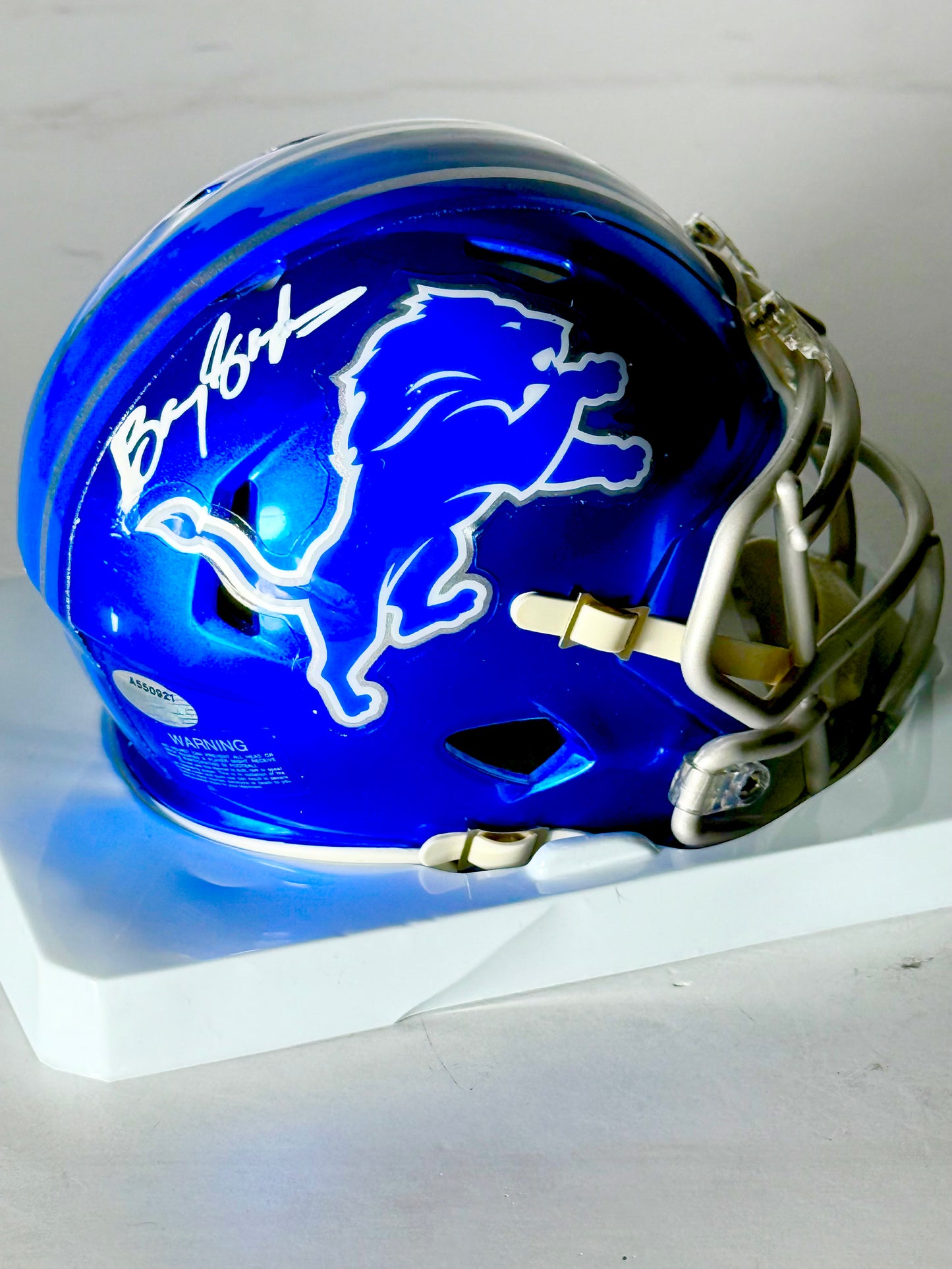 Barry Sanders Signed Lions Flash Mini Helmet Schwartz Certified