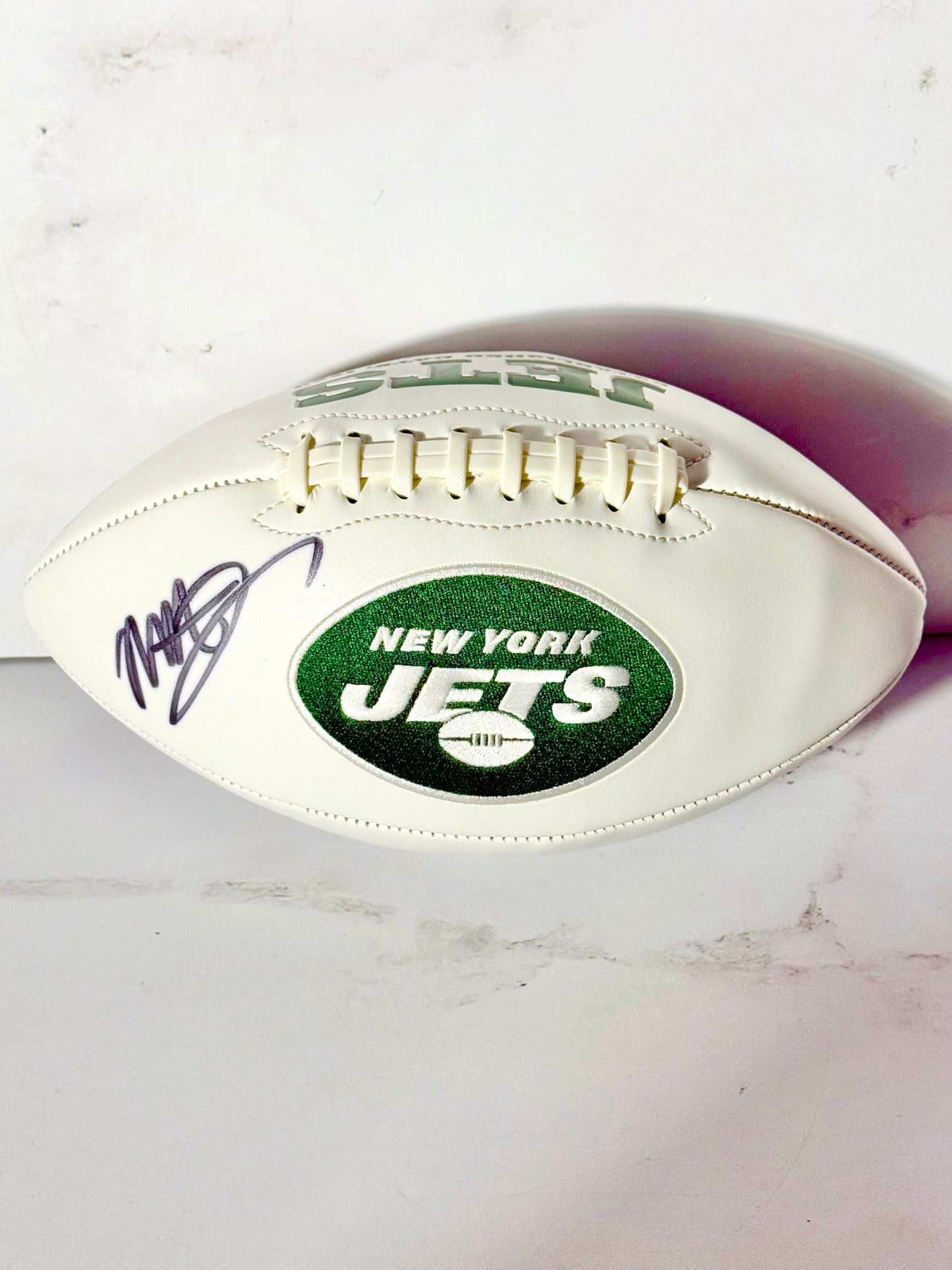 Mecole Hardman Signed Jets White Panel Football Beckett Certified