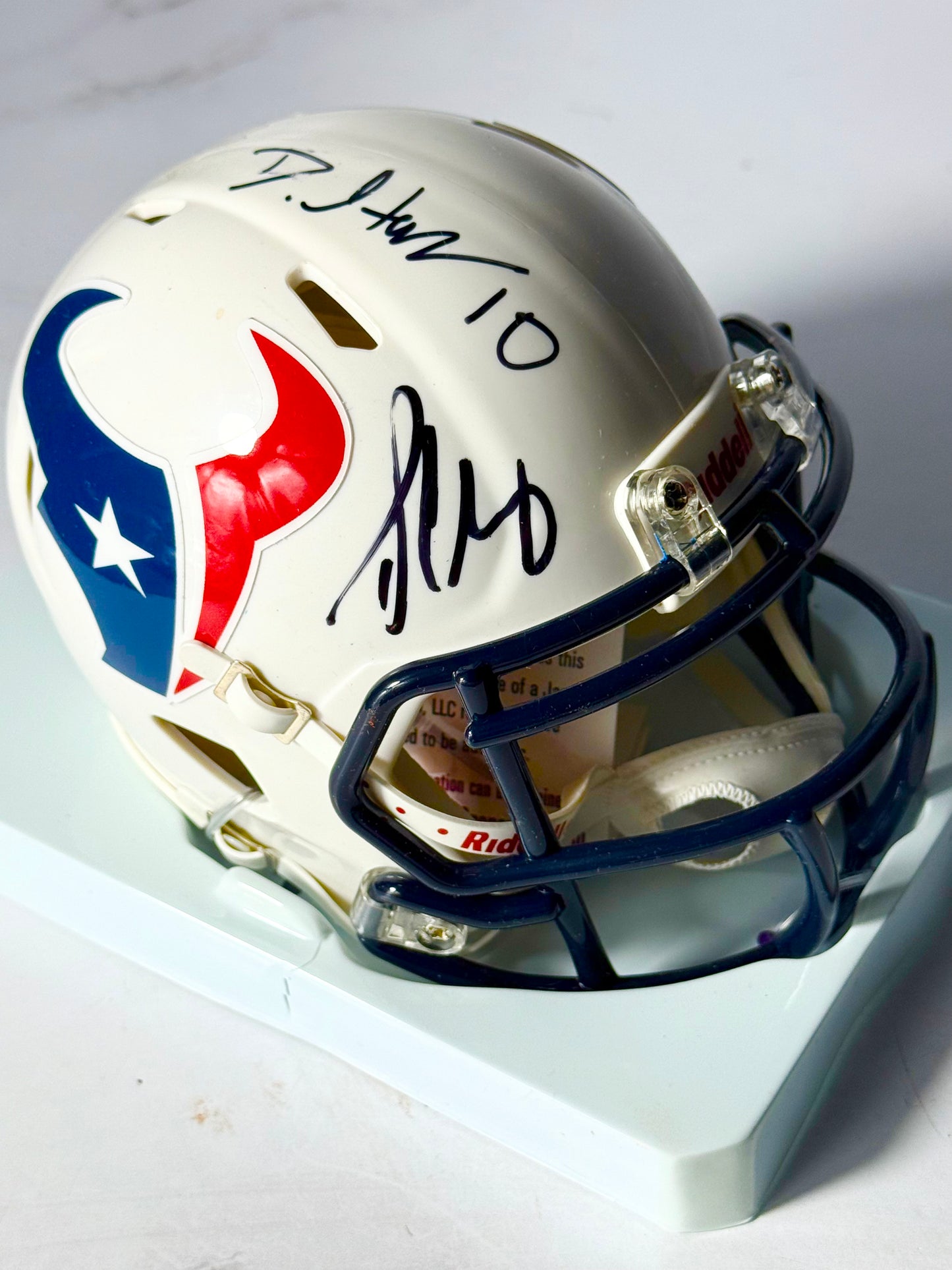 Deandre Hopkins & Jadaveon Clowney Signed Texans Alt Mini Helmet JSA Certified