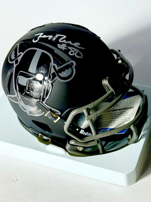 Jerry Rice Signed Raiders AMP Mini Helmet Beckett Certified