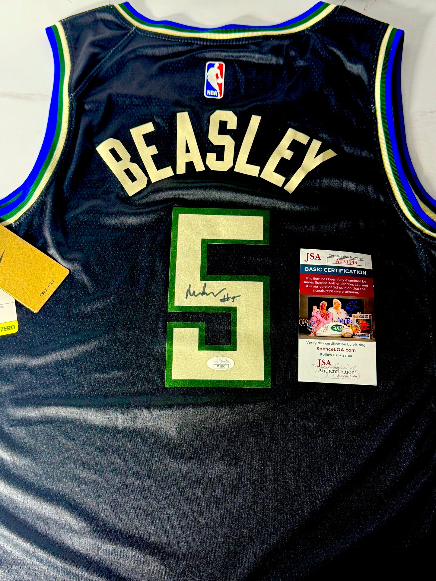 Malik Beasley Signed Authentic Bucks Jersey JSA Certified (stock photo)