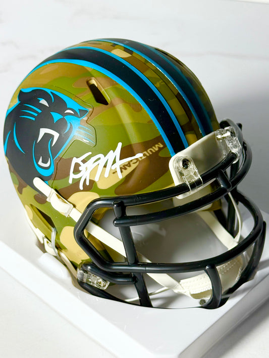 DJ Moore Signed Panthers Camo Mini Helmet Beckett Certified