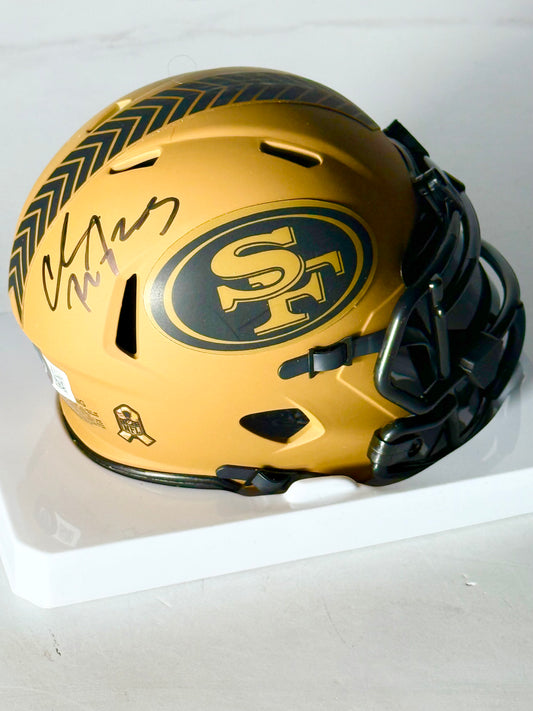 Christian McCaffrey signed 49ers STS 2 Mini Helmet Beckett Certified