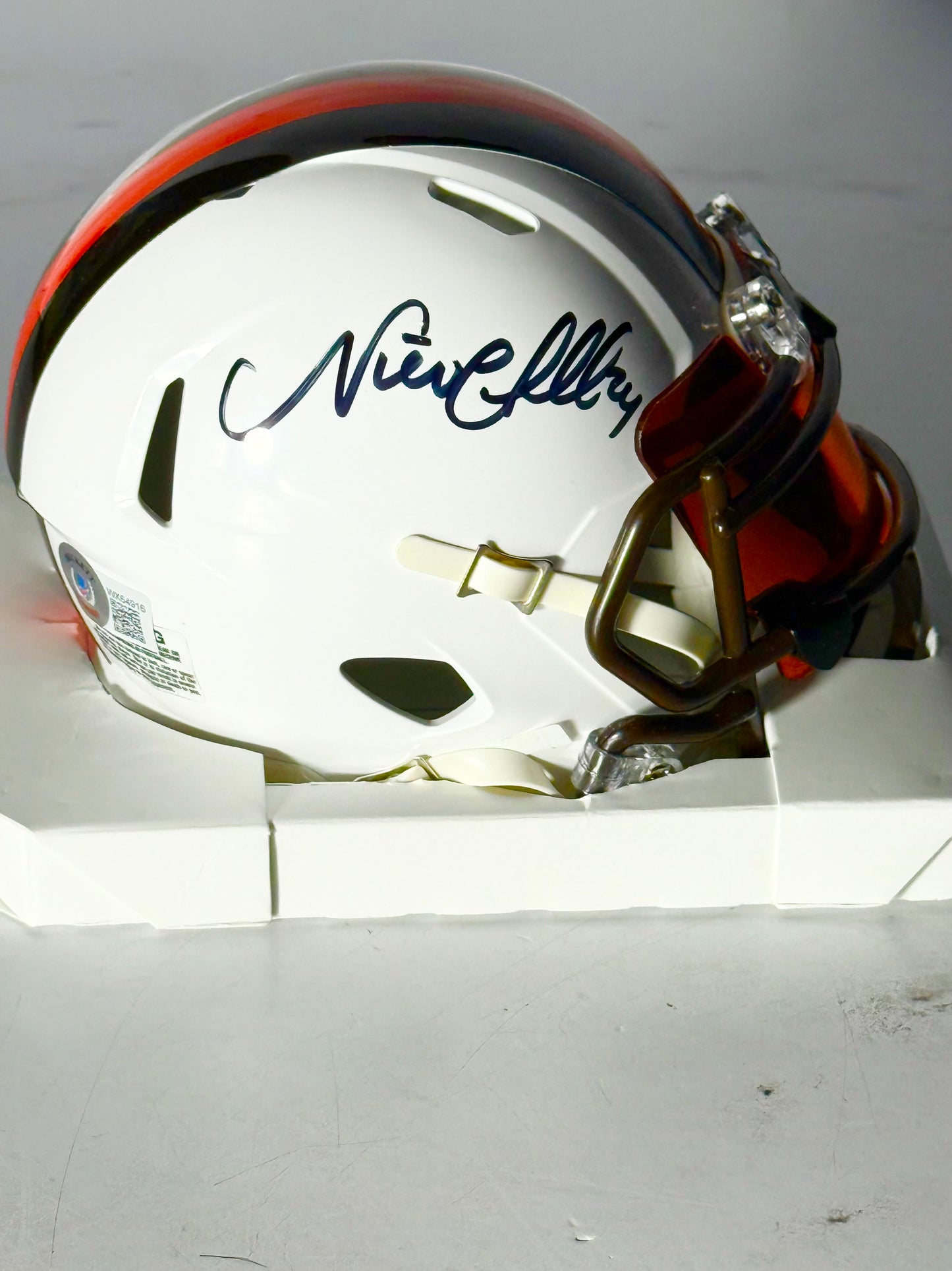 Nick Chubb Signed Browns Alt Mini Helmet Beckett Certified