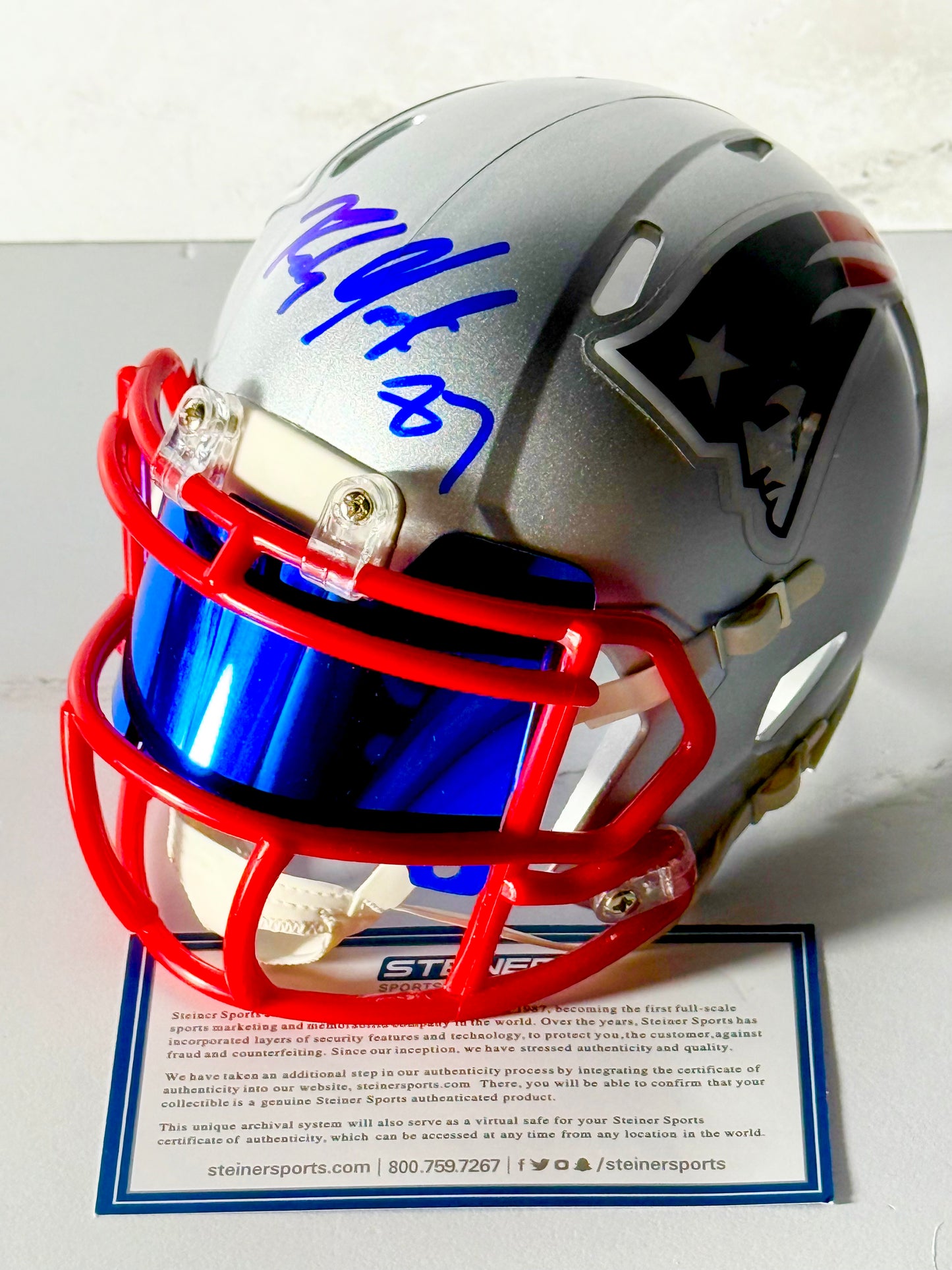 Rob Gronkowski Signed Patriots Mini Helmet w Visor Steiner Certified