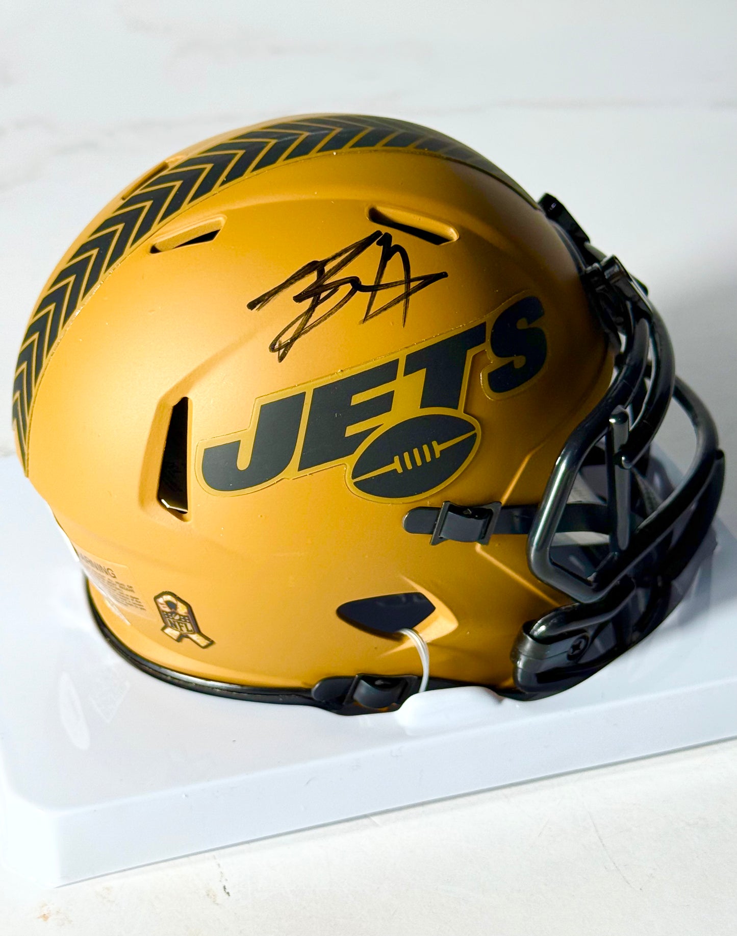 Breece Hall Signed Jets STS 2 Mini Helmet JSA Certified