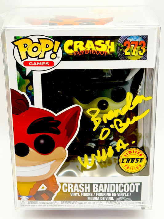 Brendan O’Brian Crash Bandicoot Signed Funko Pop Beckett Certified